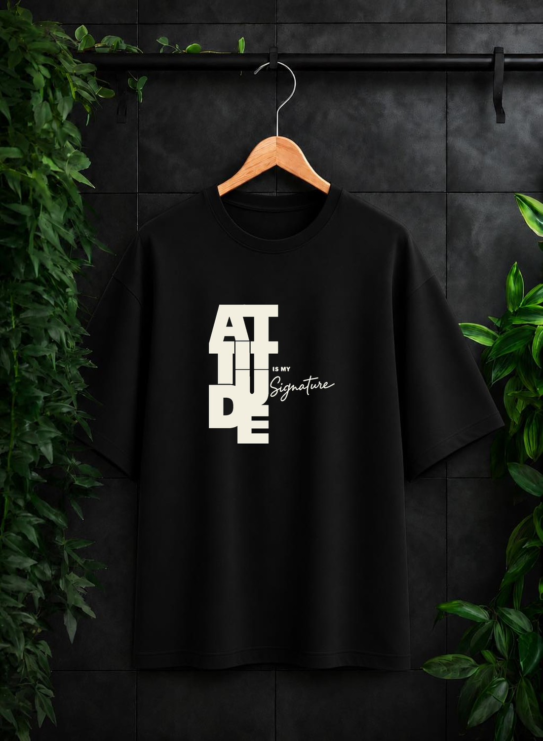 Attitude Is My Signature — Bold Typography Statement — Unisex Oversize Fit Graphic Tee — 100% Bio Washed Premium Cotton T-Shirt