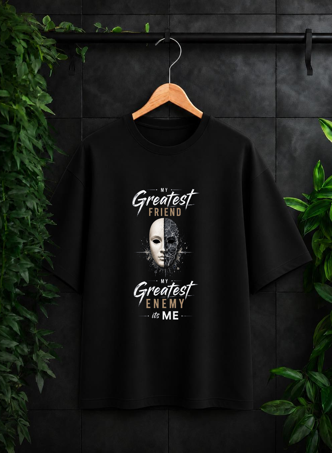 My Greatest Friend, My Greatest Enemy Is Me - Inner Strength Self Awareness - Unisex Oversize Fit Graphic Tee - 100% Bio-Washed Premium Cotton T-Shirt
