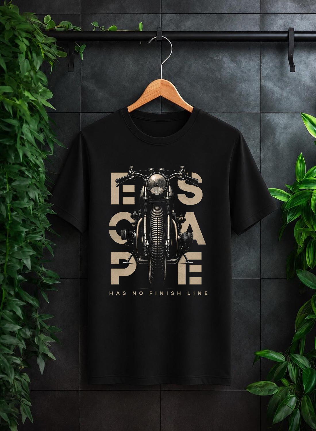 Escape Has No Finish Line - Motorcycle Unisex Classic Fit Graphic Tee 100% Bio-Washed Premium Cotton