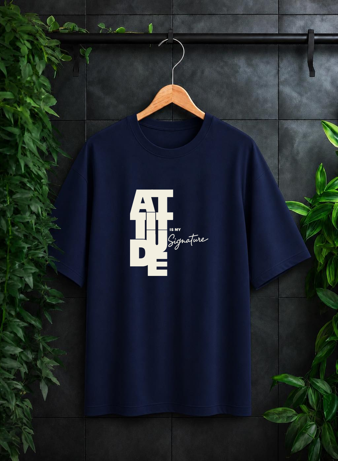 Attitude Is My Signature — Bold Typography Statement — Unisex Oversize Fit Graphic Tee — 100% Bio Washed Premium Cotton T-Shirt