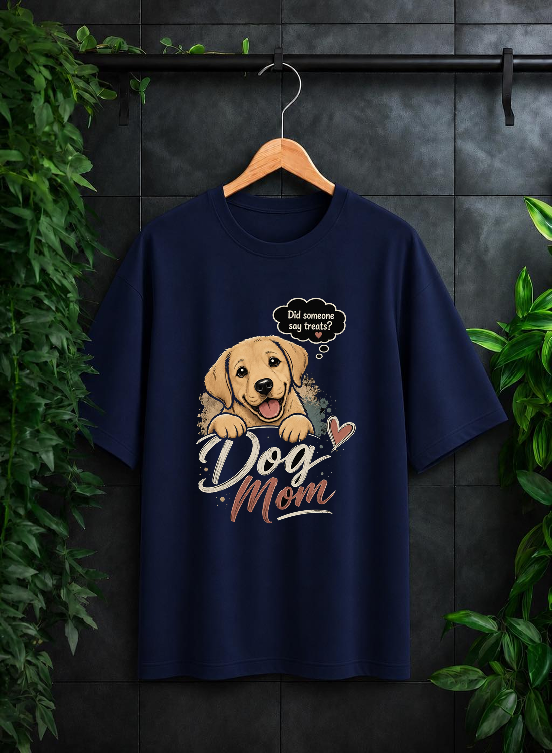 Dog Mom — Cute Golden Retriever Dog Lover Humor — Unisex Oversize Fit Graphic Tee — 100% Bio-Washed Premium Cotton T-Shirt