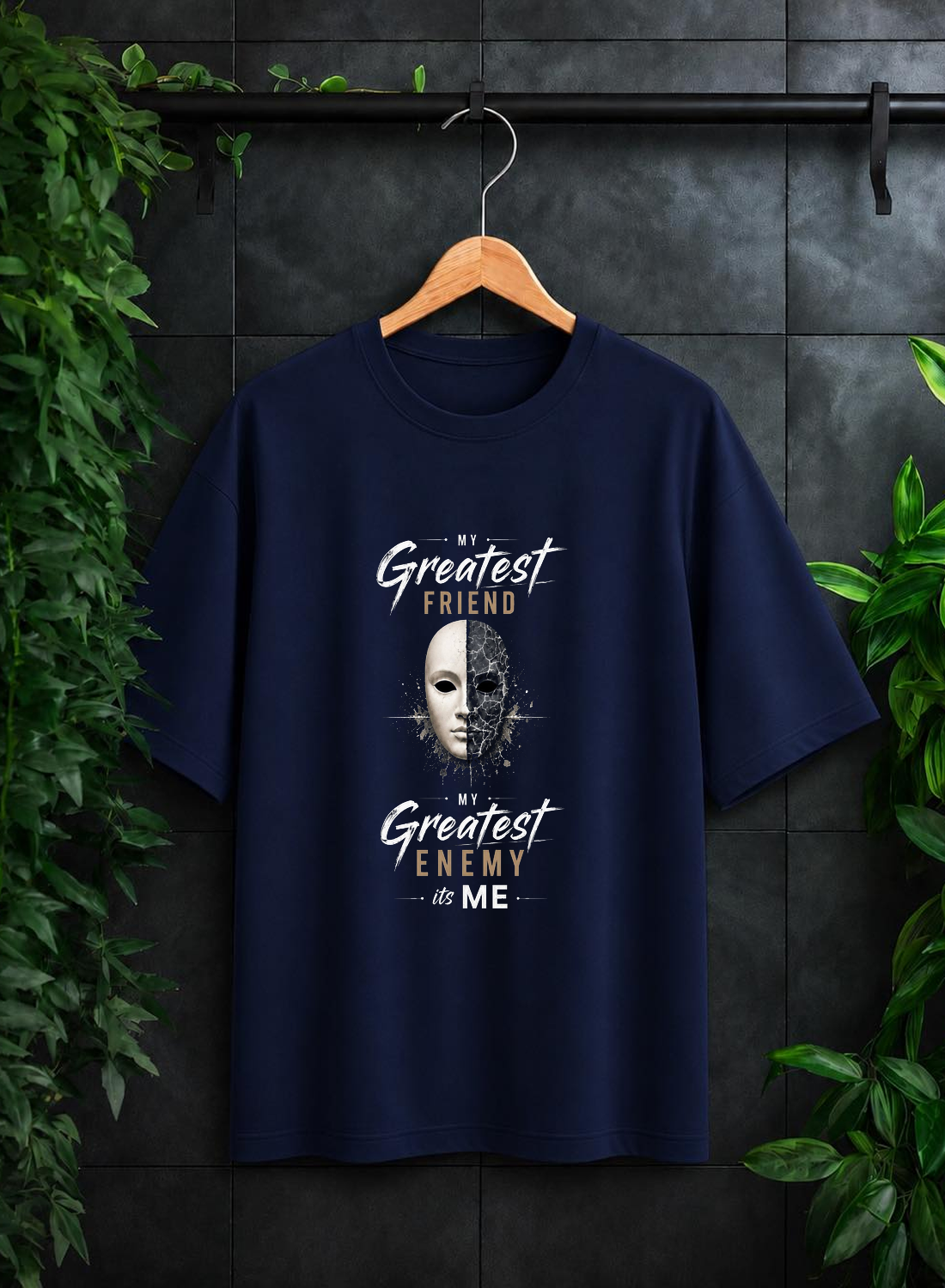 My Greatest Friend, My Greatest Enemy Is Me - Inner Strength Self Awareness - Unisex Oversize Fit Graphic Tee - 100% Bio-Washed Premium Cotton T-Shirt