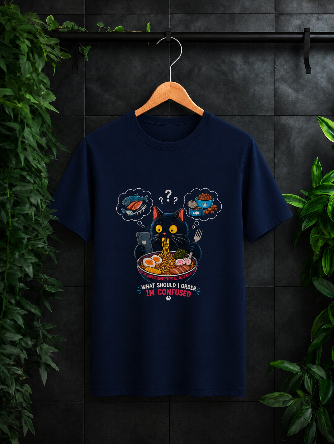 What Should I Order? – Confused Cat Ramen - Unisex Classic Fit Graphic Tee - 100% Bio Washed Premium Cotton T-Shirt