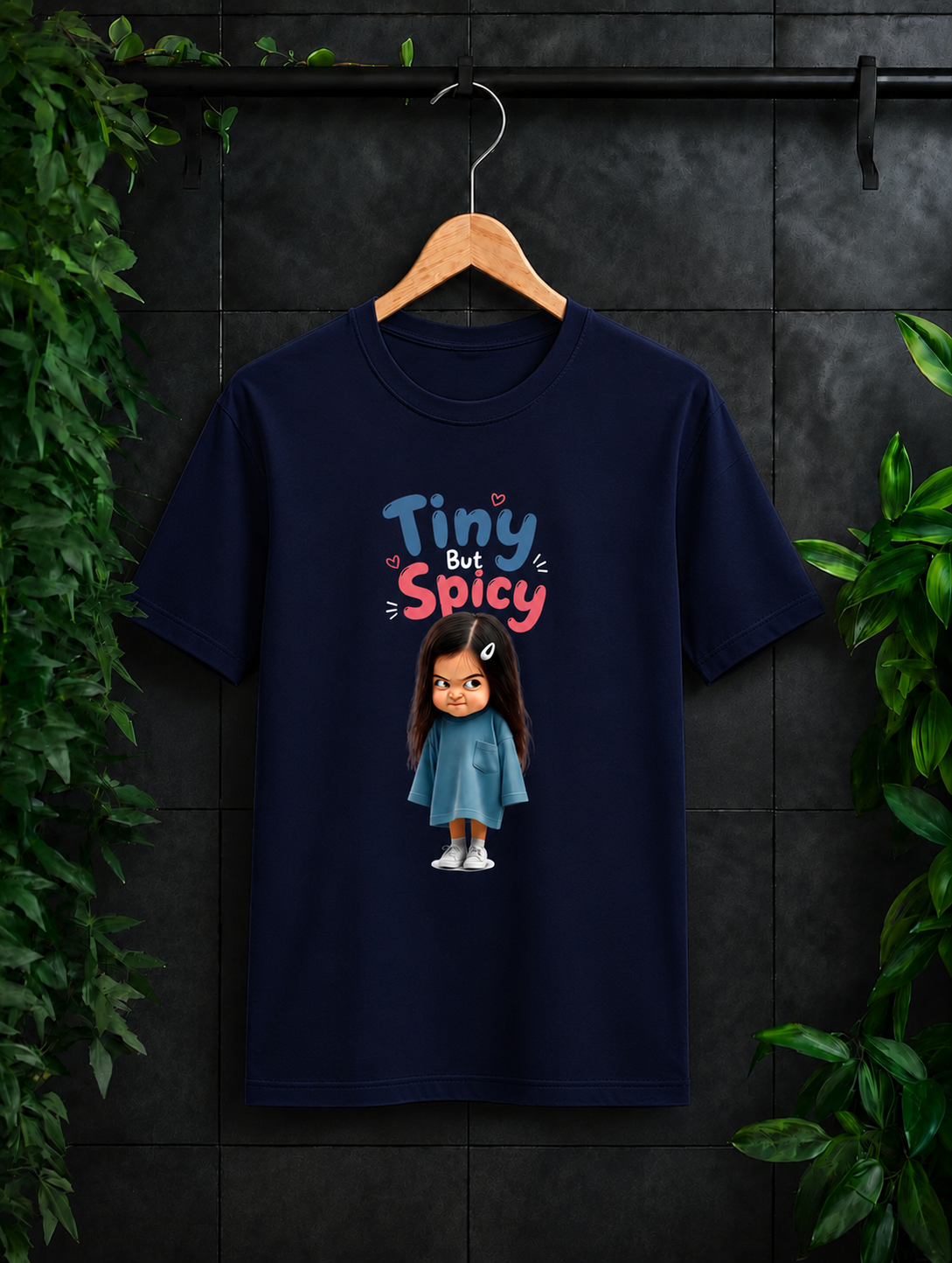 Tiny But Spicy — Cute Sassy Girl Humor — Unisex Classic Fit Graphic Tee — 100% Bio Washed Premium Cotton T-Shirt