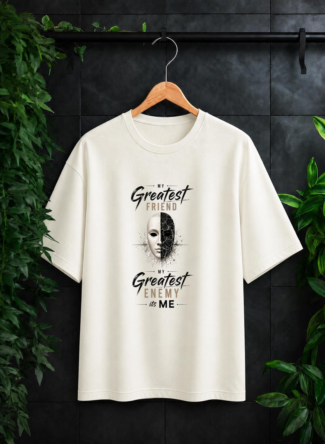 My Greatest Friend, My Greatest Enemy Is Me - Inner Strength Self Awareness - Unisex Oversize Fit Graphic Tee - 100% Bio-Washed Premium Cotton T-Shirt