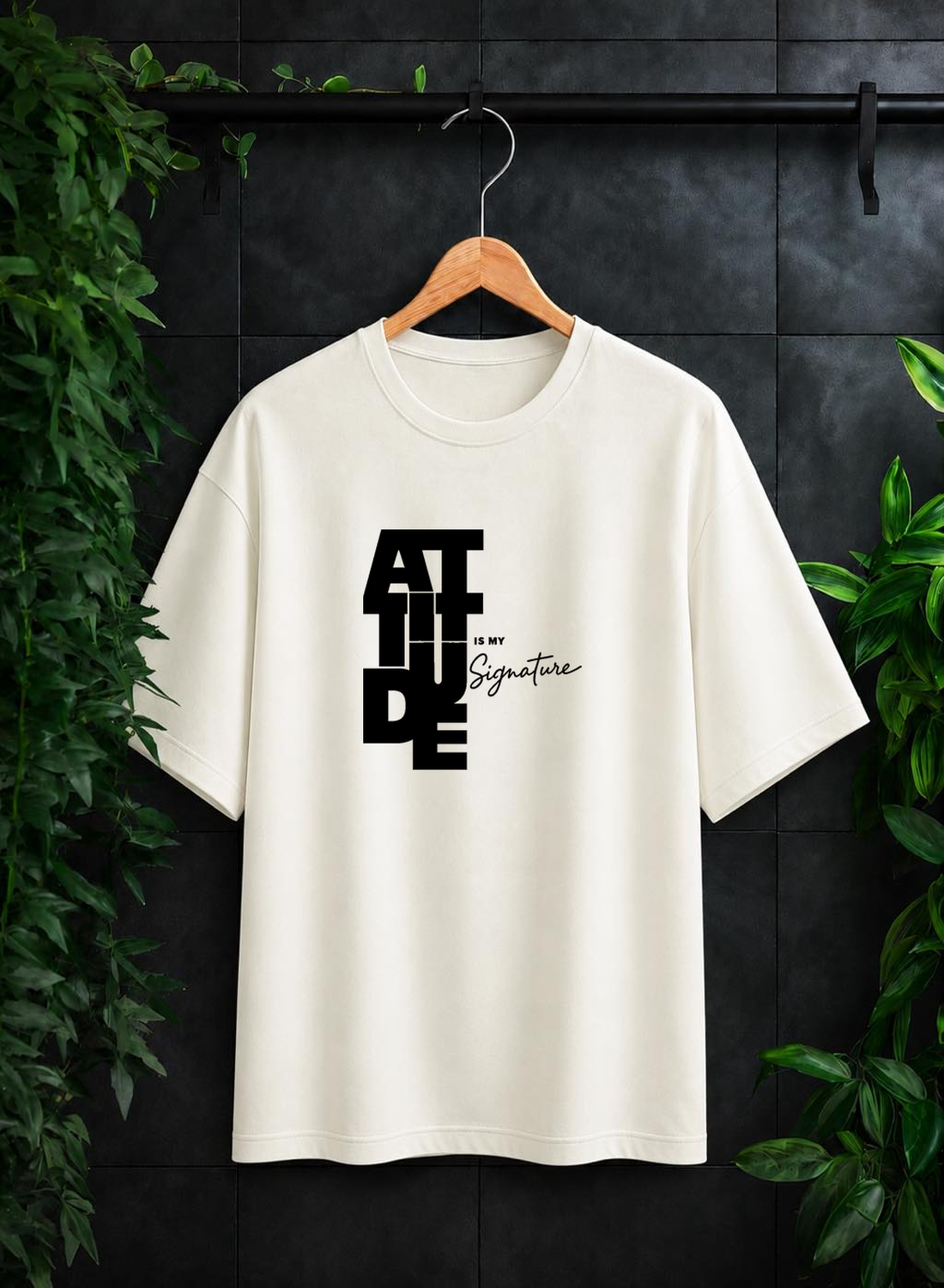 Attitude Is My Signature — Bold Typography Statement — Unisex Oversize Fit Graphic Tee — 100% Bio Washed Premium Cotton T-Shirt