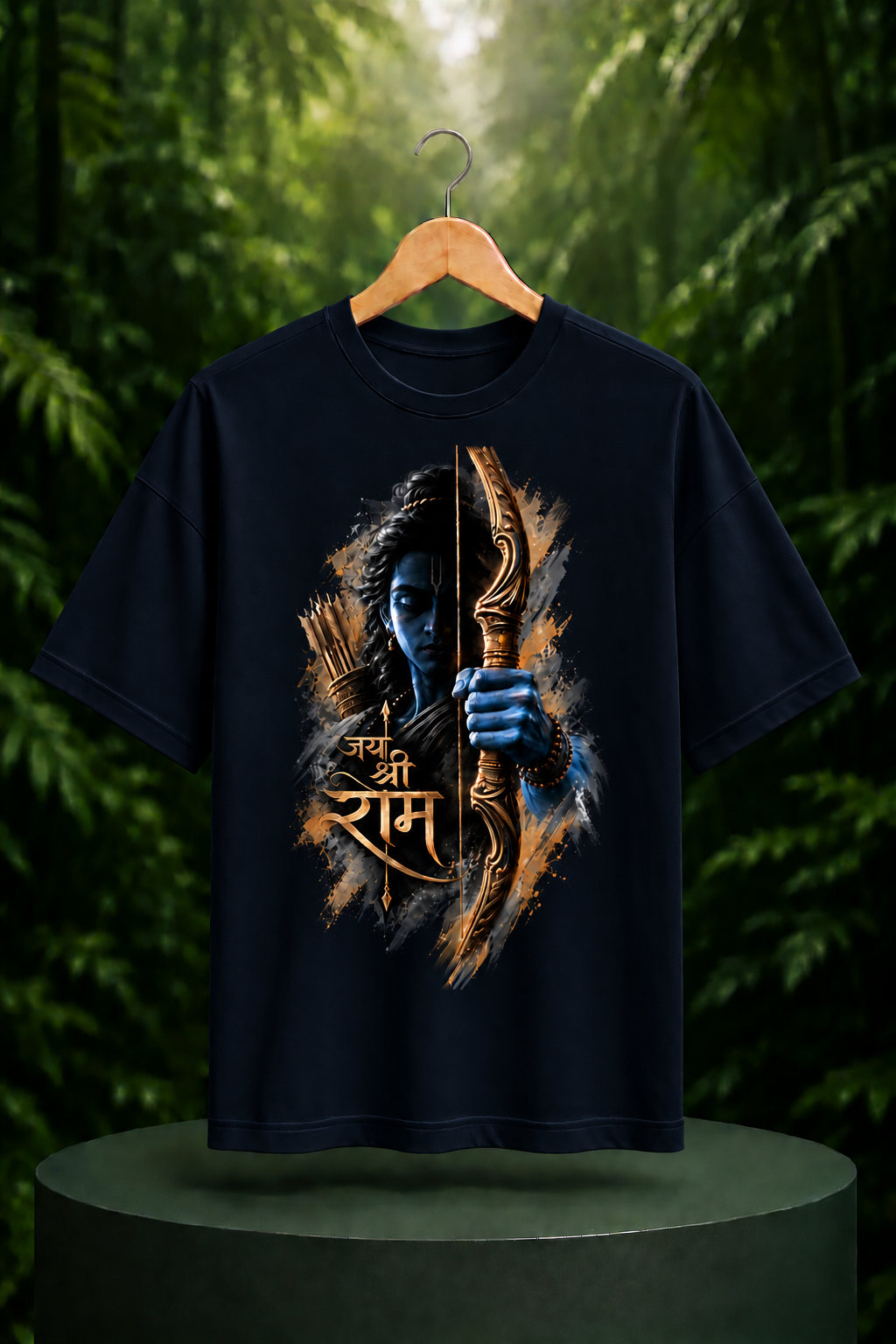 Jai Shri Ram – Divine Strength & Devotion - Unisex Oversize Fit - 100% Bio-washed Premium Cotton T-Shirt