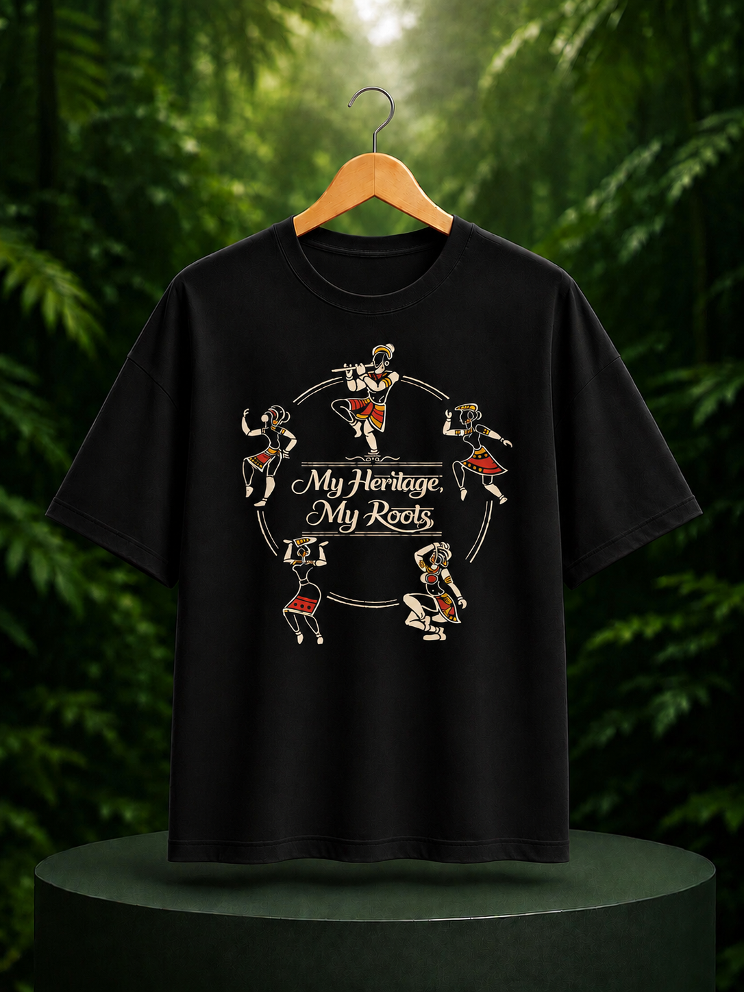 My Heritage, My Roots - Indian Folk Culture & Traditional Dance - Unisex Oversize Fit Graphic Tee - 100% Bio-Washed Premium Cotton T-Shirt