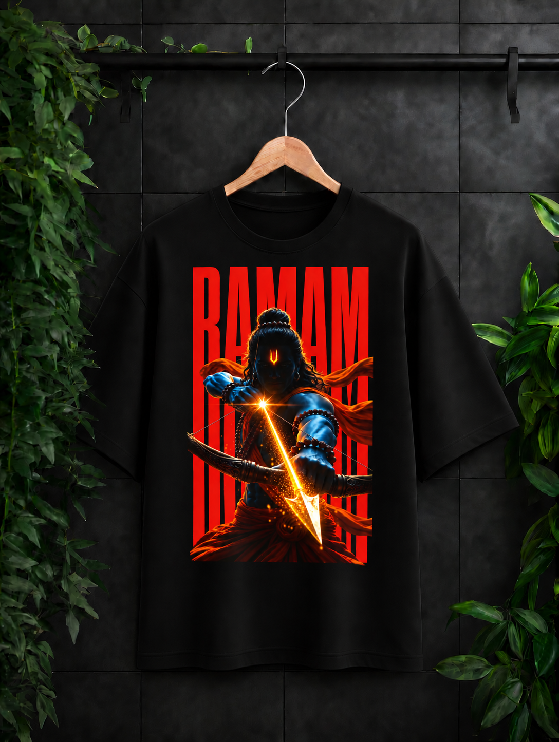 Ramam - जय श्री राम - धनुषधारी Ramam (रामम्) - Unisex Oversize Fit - 100% Bio-washed Premium Cotton T-Shirt