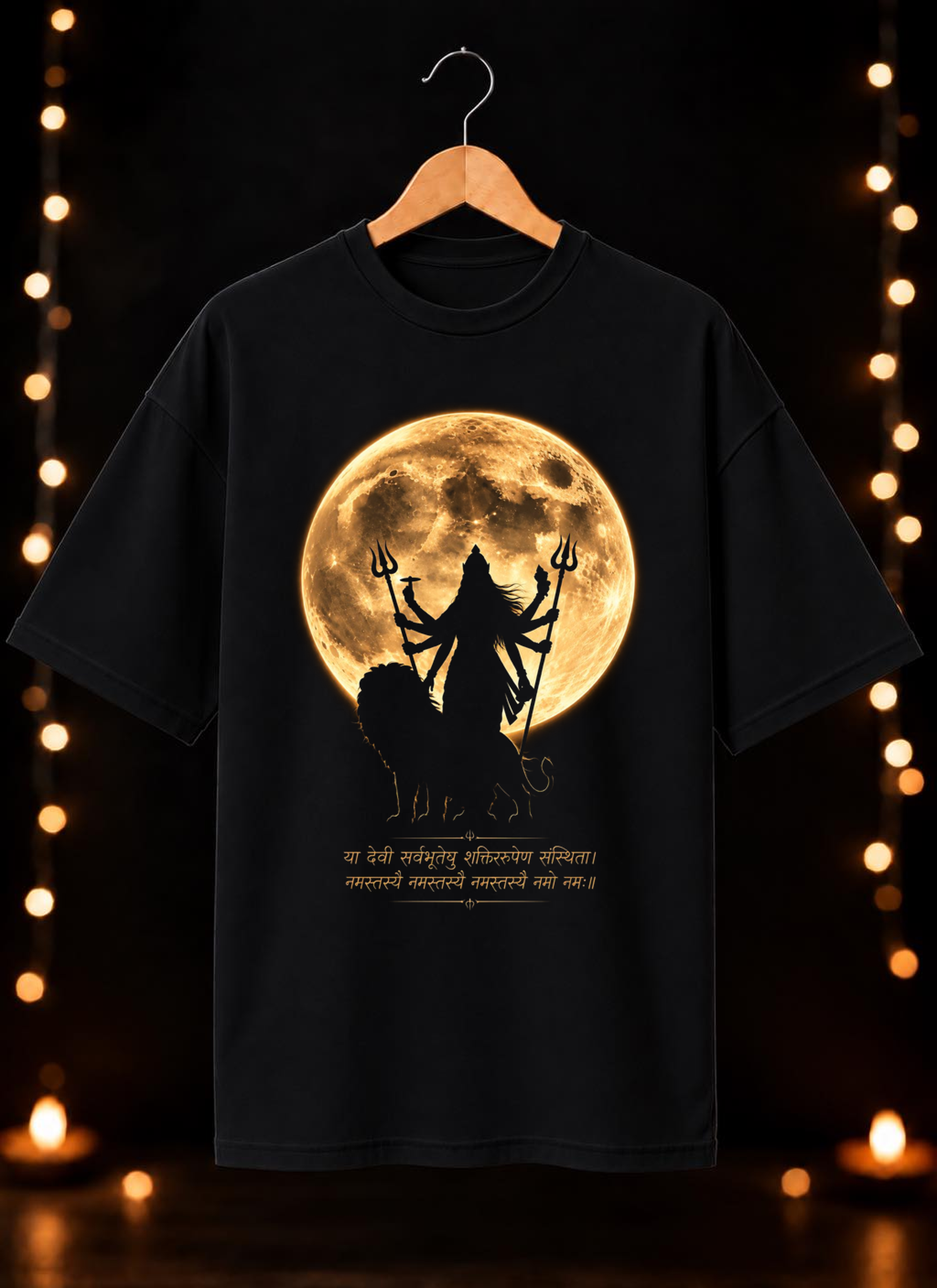 नवरात्रे Exclusive Maa Durga Moon Art – Jai Maa Durga | Divine Shakti – Unisex Oversize Fit - 100% Bio-Washed Premium Cotton T-shirt