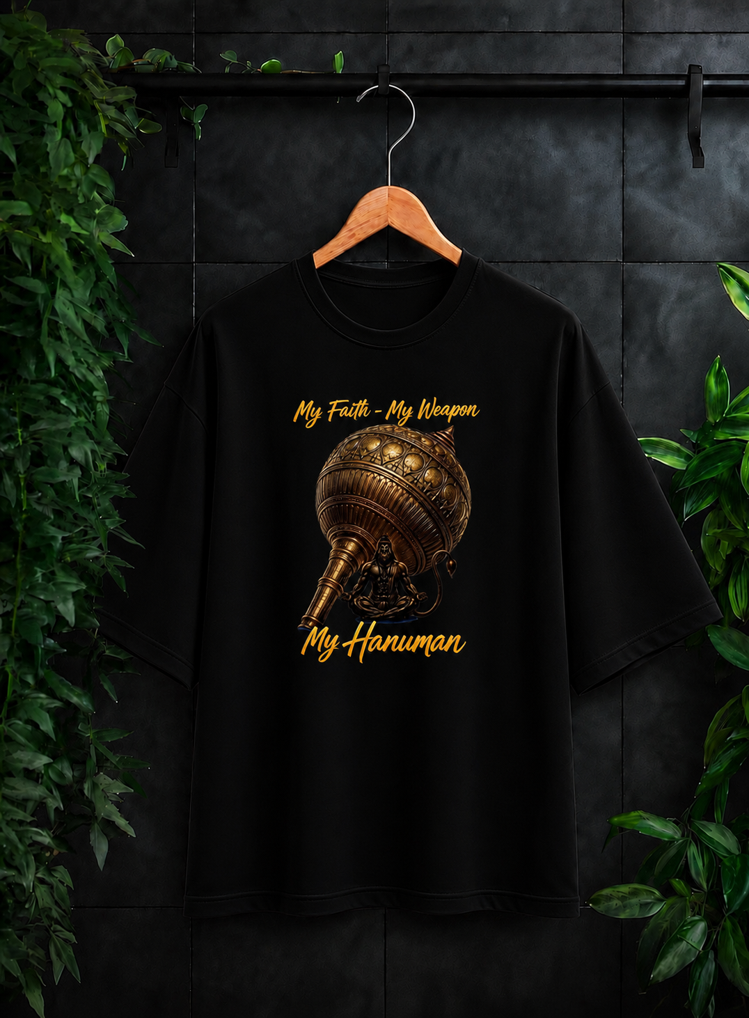 My Faith - My Weapon, My Hanuman - Strength of Devotion | Unisex Oversize Fit Graphic Tee - 100% Bio-Washed Premium Cotton T-Shirt