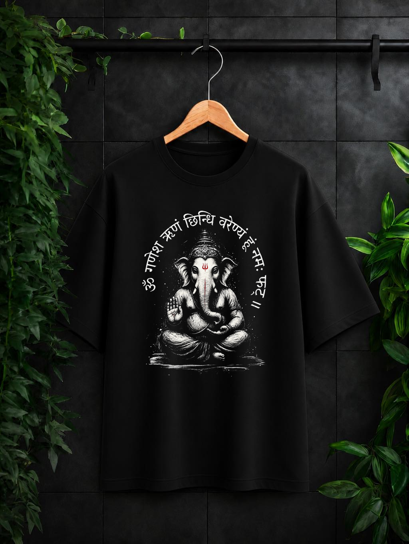 Sacred Ganesha Sketch – शक्ति, शांति और शुभता | Unisex Oversize Fit Graphic Tee - 100% Bio-Washed Premium Cotton T-Shirt