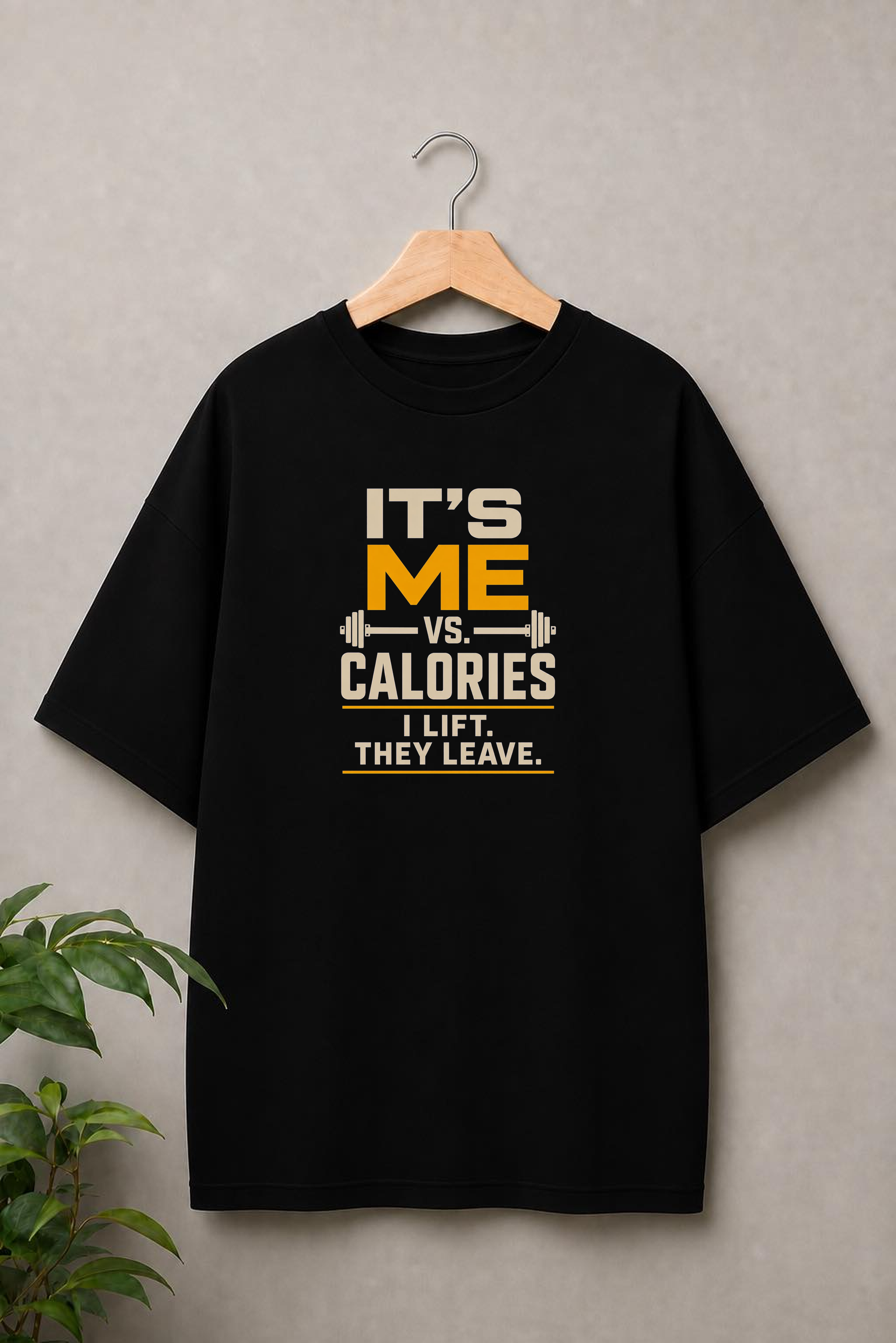 It’s Me vs. Calories - Gym Motivation Training Mindset - Unisex Oversize Fit Graphic Tee - 100% Bio-Washed Premium Cotton T-Shirt