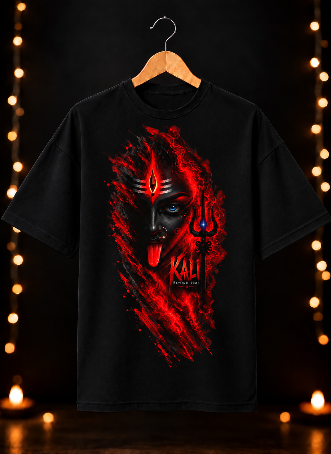 नवरात्रे Exclusive Art - Jai Maa Kali - Kali Beyond Time - Unisex Oversize Fit - 100% Bio-Washed Premium Cotton T-Shirt