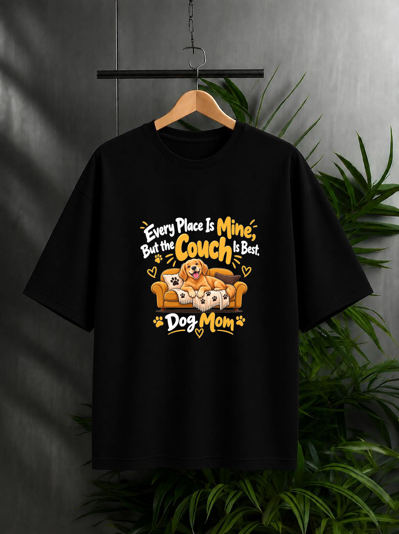 My Couch Is Best – Proud Dog Mom - Unisex Oversize Fit - 100% Bio-washed Premium Cotton T-Shirt