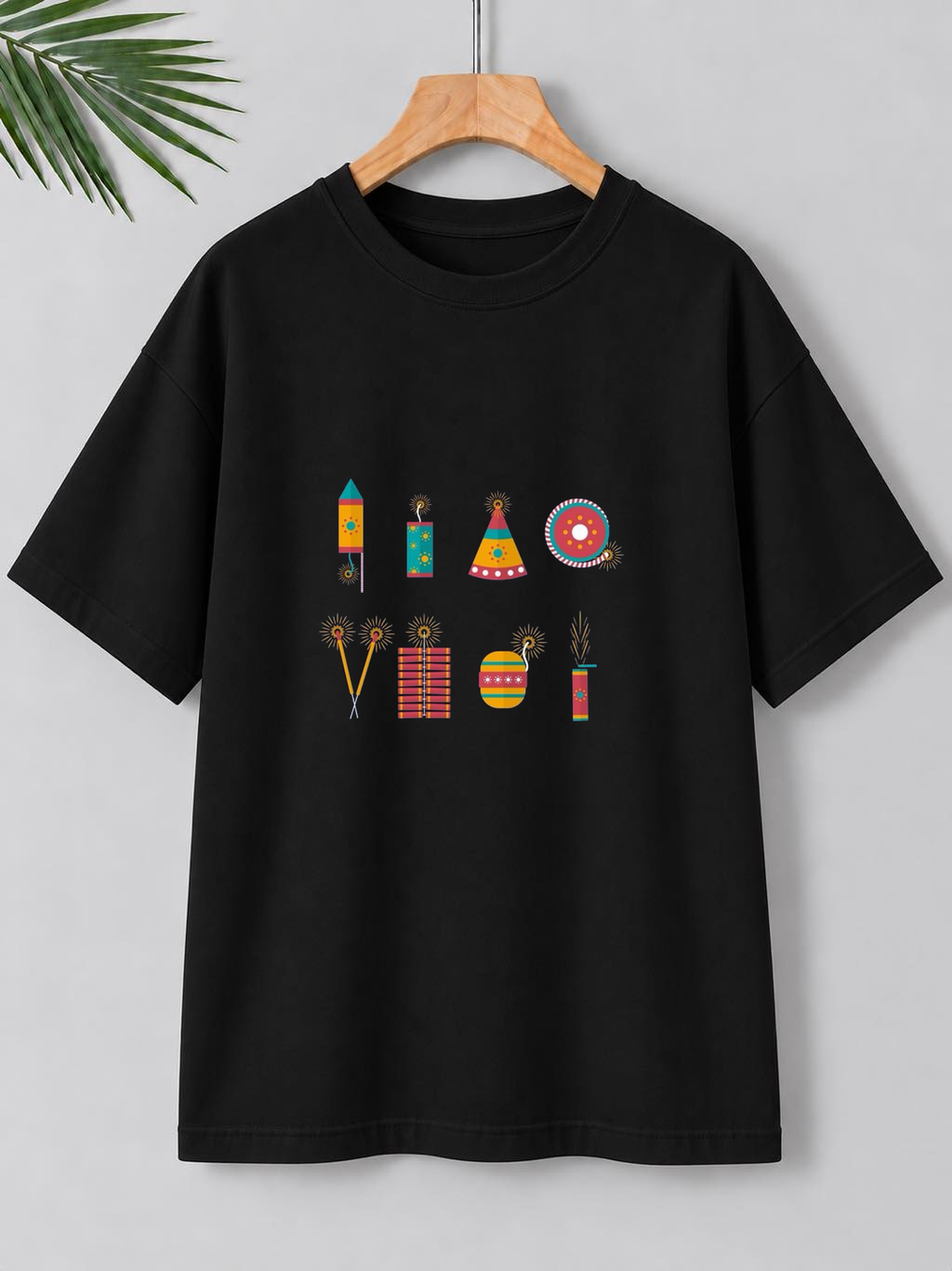 Colorful Diwali Fireworks – Festive Celebration | Unisex Oversize Fit | 100% Bio-Washed Premium Cotton T-Shirt