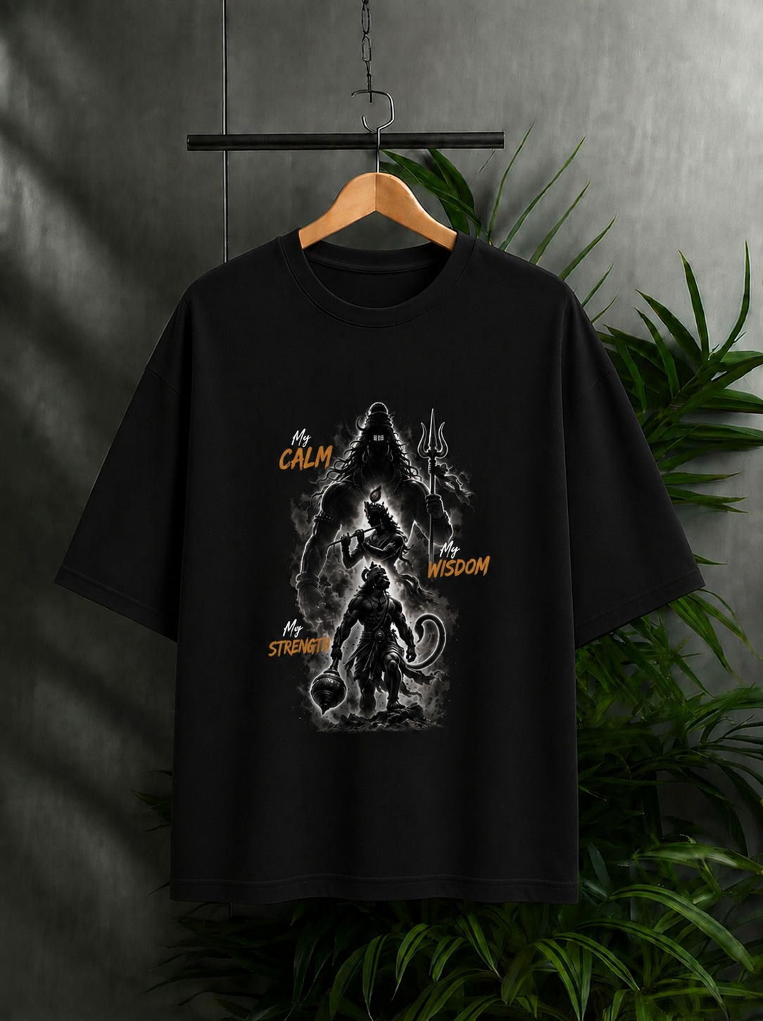 My Calm, My Wisdom, My Strength – Divine Trinity | Unisex Oversize Fit Graphic Tee - 100% Bio Washed Premium Cotton T-Shirt