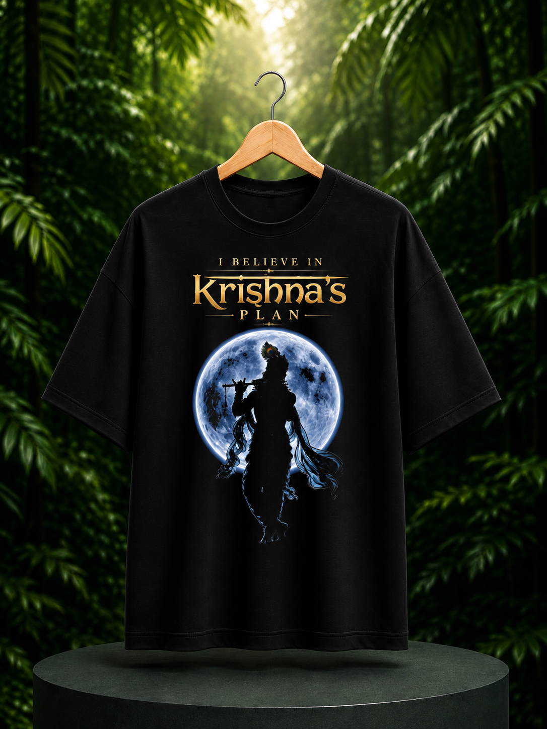 I Believe in Krishna’s Plan - Divine Faith Spiritual Journey - Unisex Oversize Fit Graphic Tee - 100% Bio-Washed Premium Cotton T-Shirt