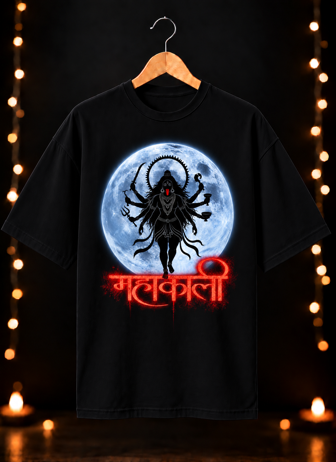 नवरात्रे Exclusive Art - Jai Maa Kali - Mahakali Divine Power - Unisex Oversize Fit - 100% Bio-Washed Premium Cotton T-Shirt