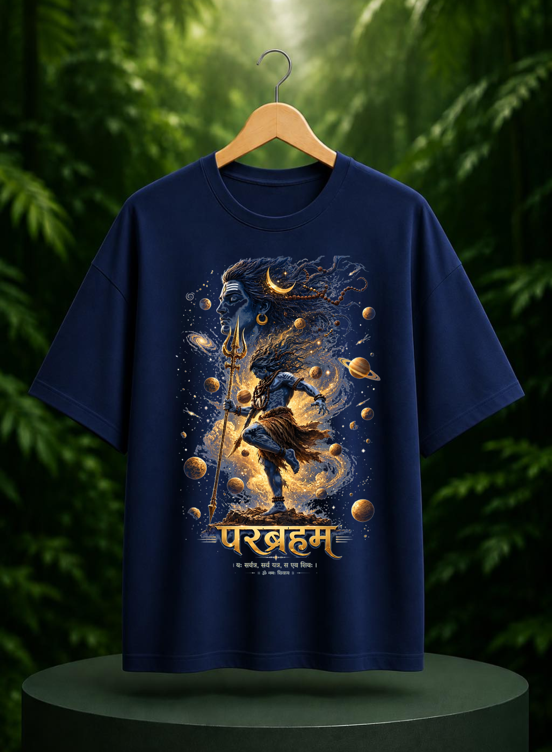 Parabrahma Shiva Divine Cosmic Energy - Mahadev Spiritual Art - Unisex Oversize Fit Graphic Tee - 100% Bio-Washed Premium Cotton T-Shirt