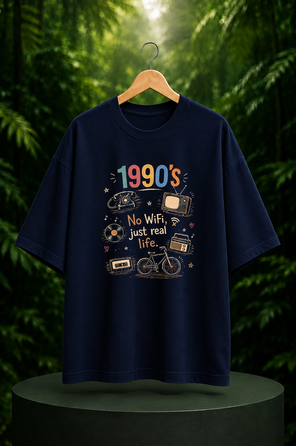 1990s Vintage Nostalgia - Unisex Oversize Fit Graphic Tee 100% Bio-Washed Premium Cotton