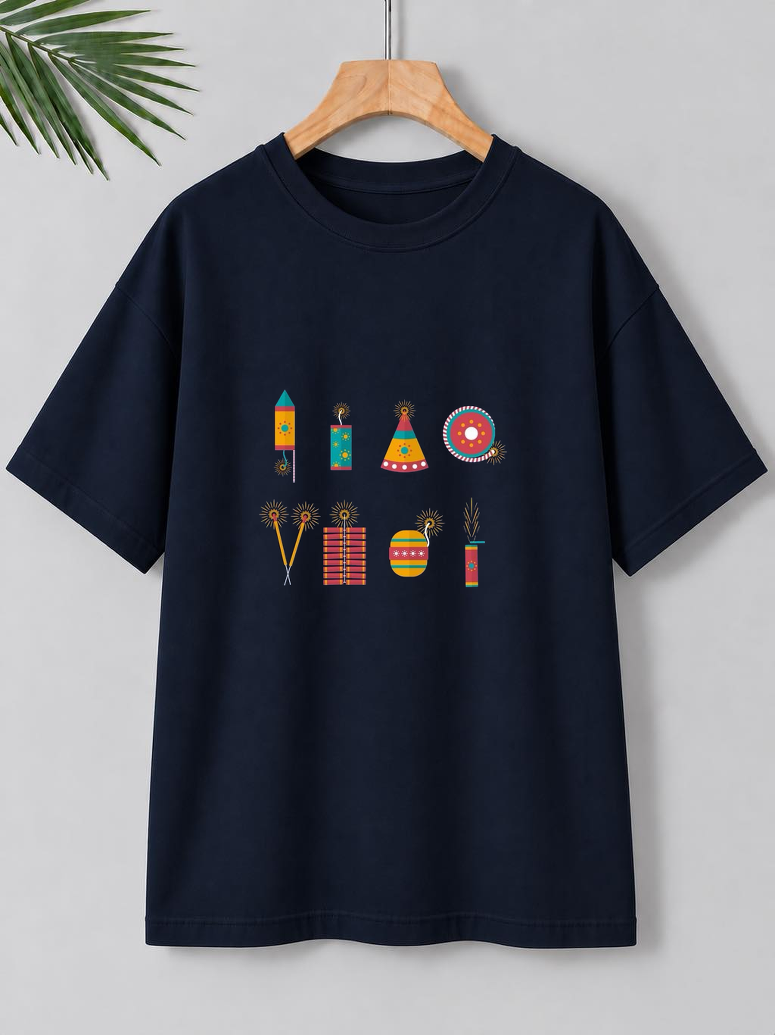 Colorful Diwali Fireworks – Festive Celebration | Unisex Oversize Fit | 100% Bio-Washed Premium Cotton T-Shirt