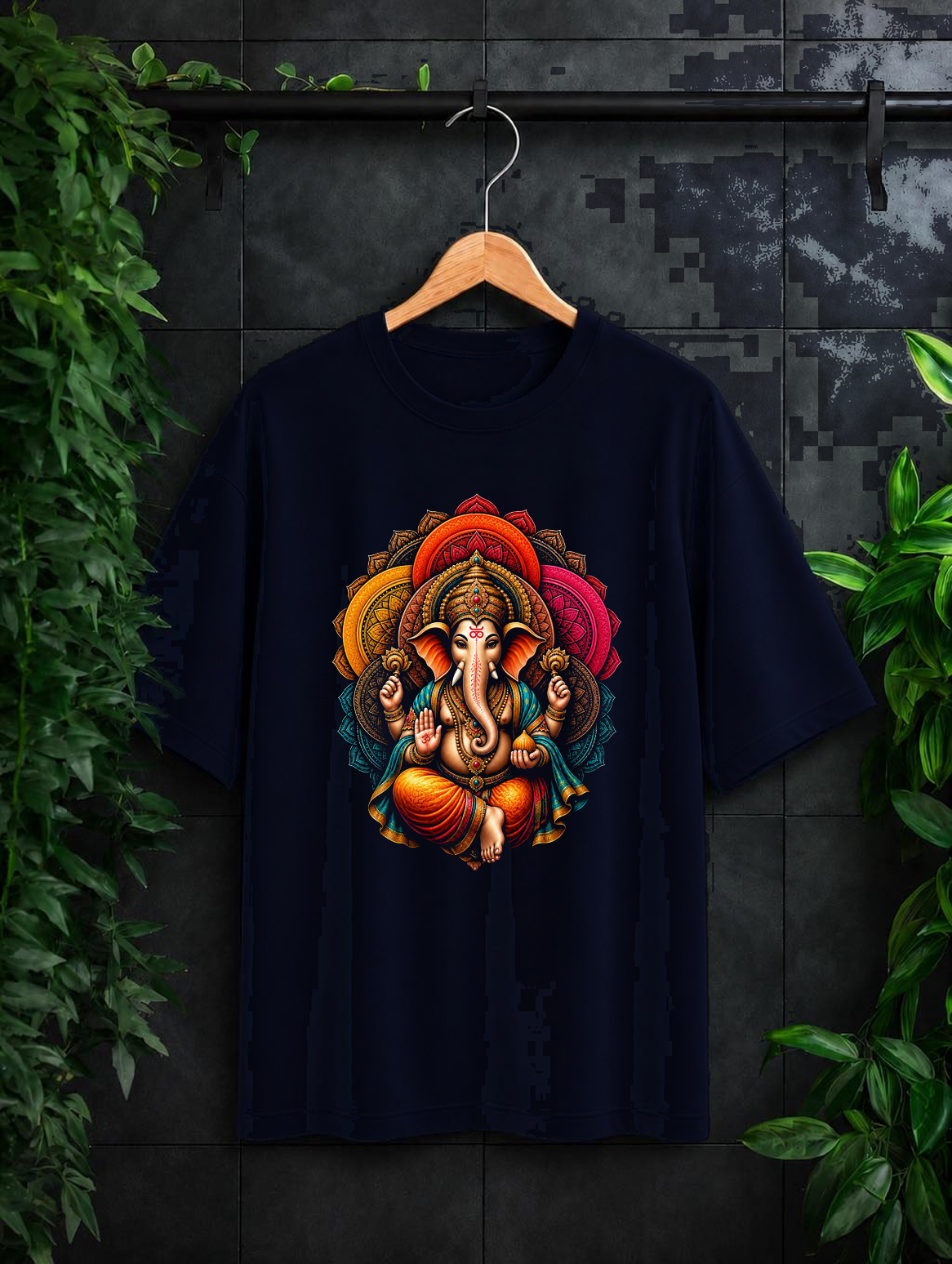 Divine Ganesha Mandala – शुभता, शक्ति और समृद्धि | Unisex Oversize Fit Graphic Tee - 100% Bio-Washed Premium Cotton T-Shirt