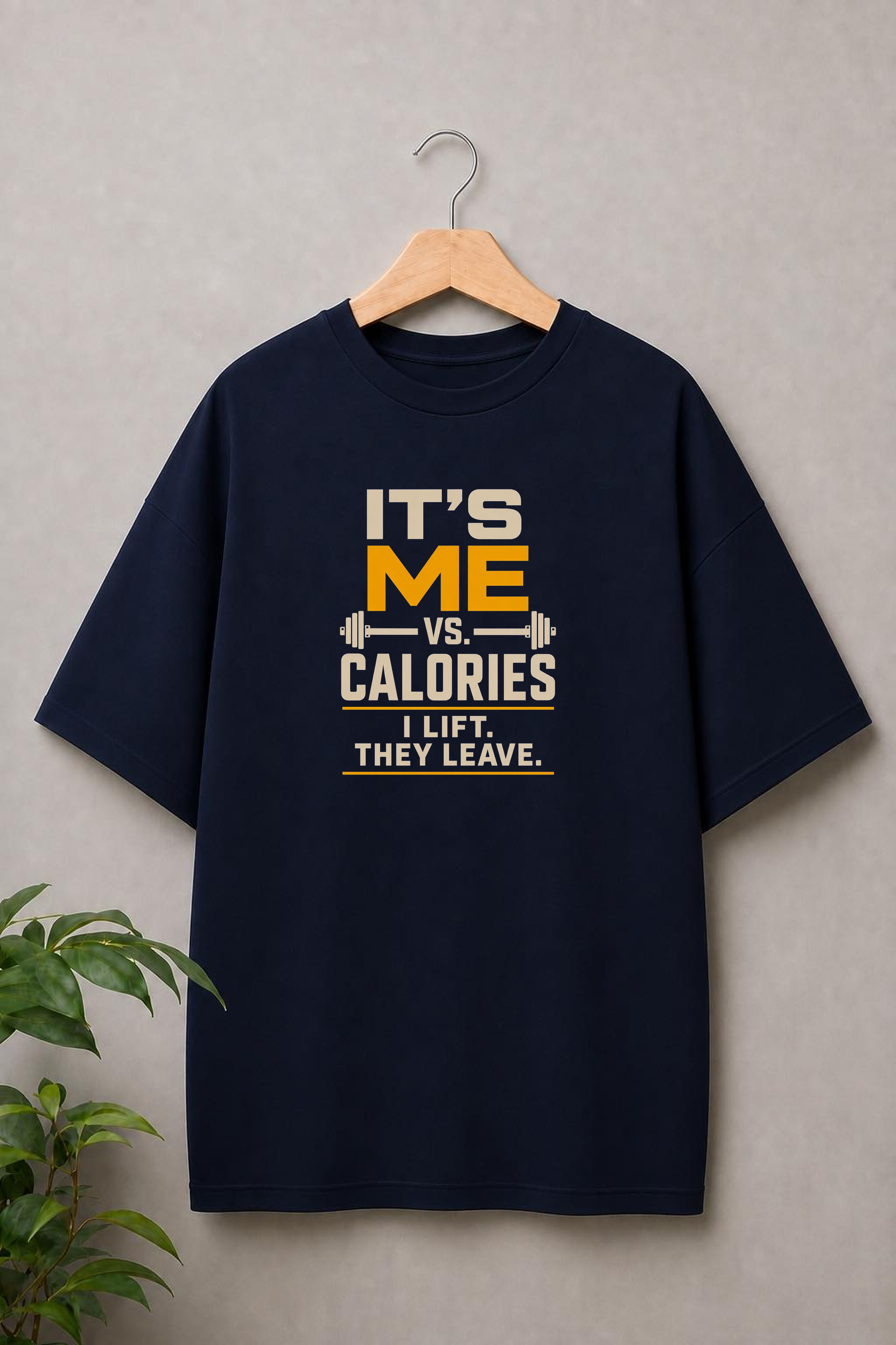 It’s Me vs. Calories - Gym Motivation Training Mindset - Unisex Oversize Fit Graphic Tee - 100% Bio-Washed Premium Cotton T-Shirt