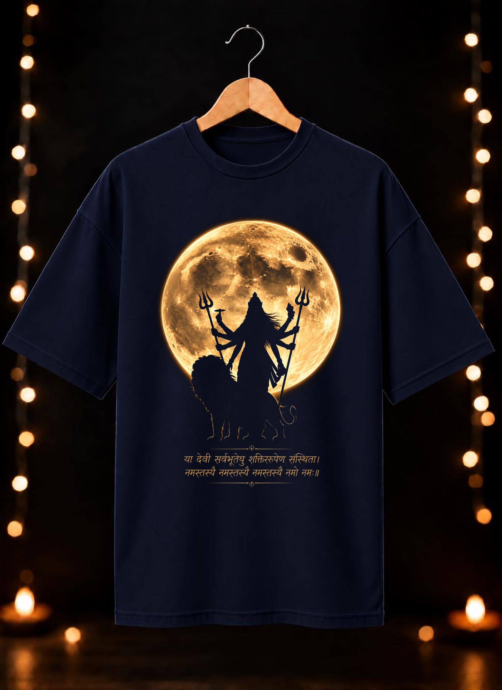 नवरात्रे Exclusive Maa Durga Moon Art – Jai Maa Durga | Divine Shakti – Unisex Oversize Fit - 100% Bio-Washed Premium Cotton T-shirt
