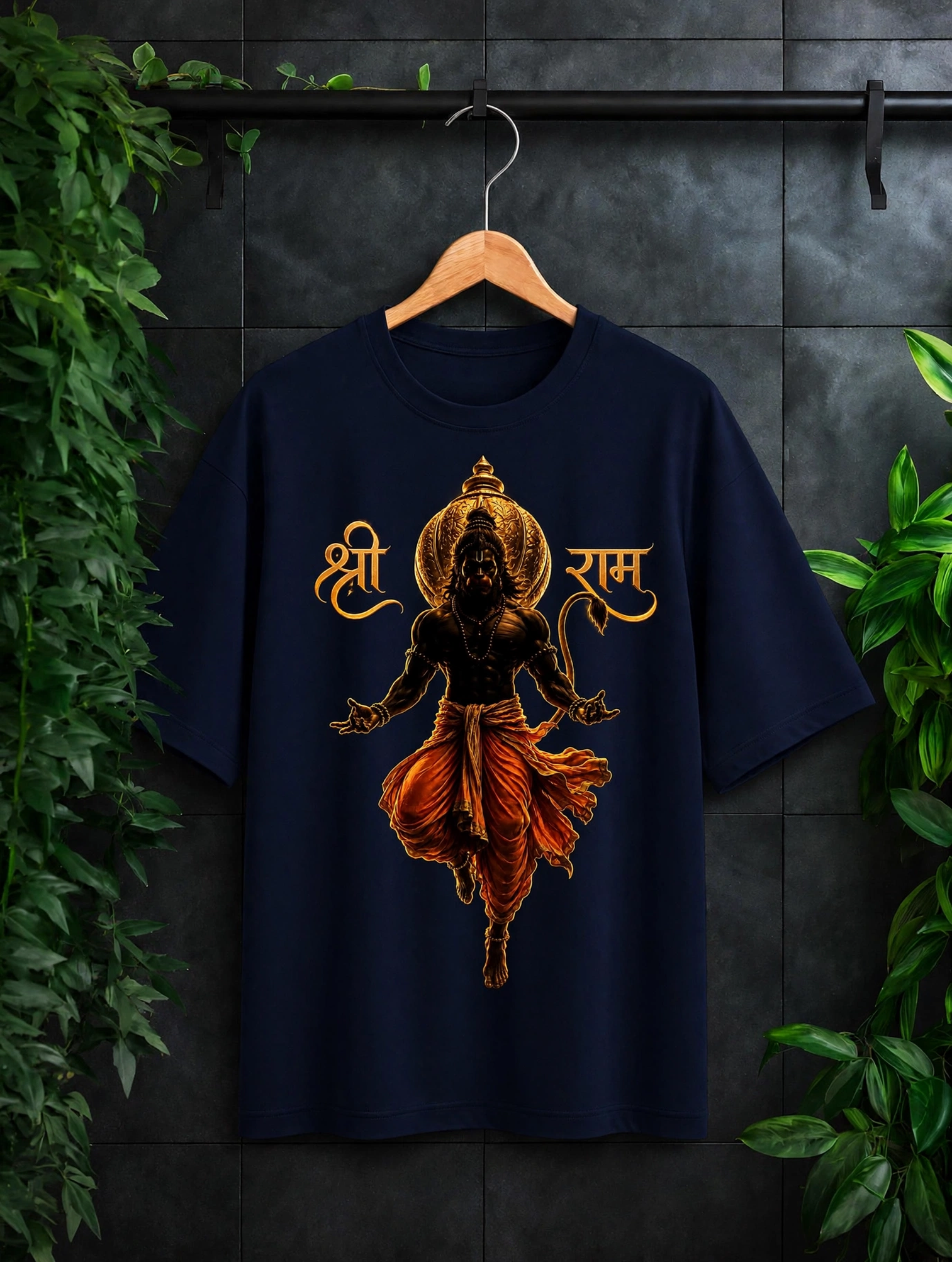 Shri Ram Hanuman - Eternal Devotion, Divine Strength - Unisex Oversize Fit Graphic Tee - 100% Bio-Washed Premium Cotton T-Shirt