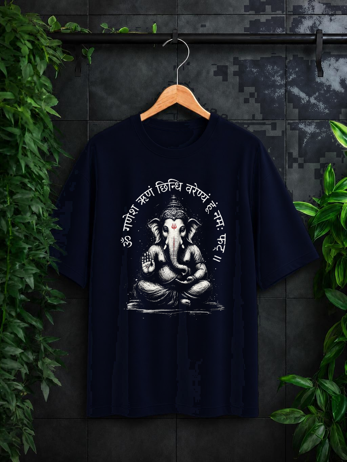 Sacred Ganesha Sketch – शक्ति, शांति और शुभता | Unisex Oversize Fit Graphic Tee - 100% Bio-Washed Premium Cotton T-Shirt