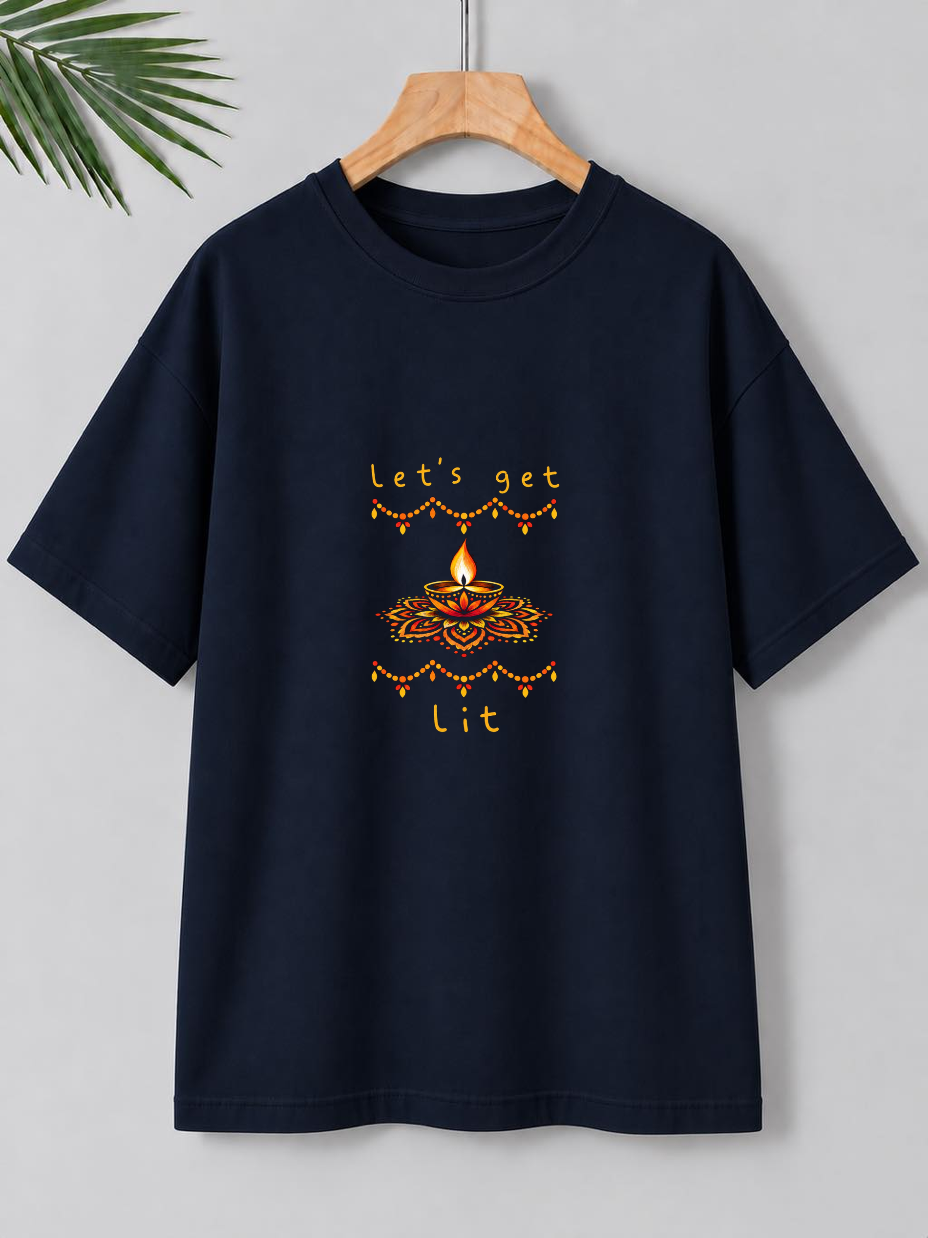 Let’s Get Lit – Diwali Festive Graphic Tee | Unisex Oversize Fit | 100% Bio-Washed Premium Cotton T-Shirt