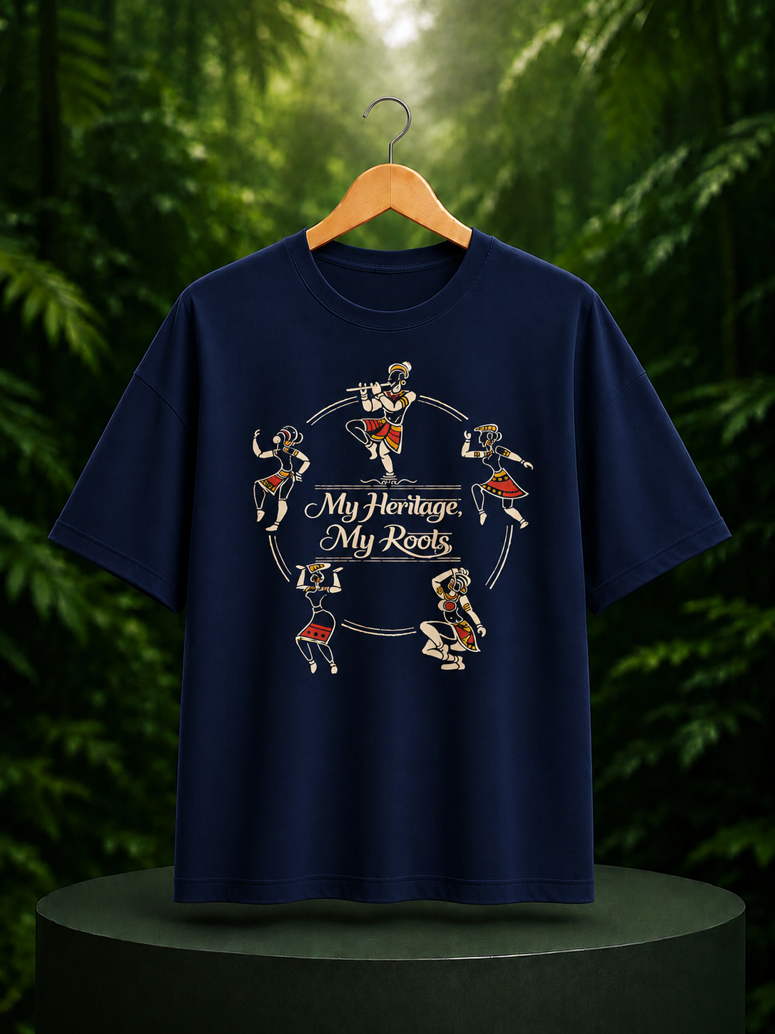 My Heritage, My Roots - Indian Folk Culture & Traditional Dance - Unisex Oversize Fit Graphic Tee - 100% Bio-Washed Premium Cotton T-Shirt