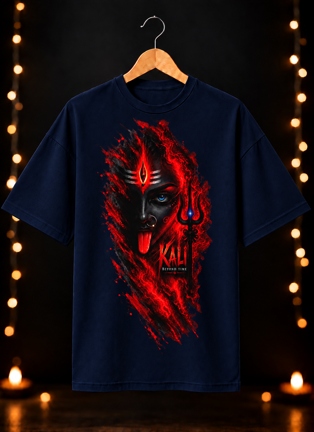 नवरात्रे Exclusive Art - Jai Maa Kali - Kali Beyond Time - Unisex Oversize Fit - 100% Bio-Washed Premium Cotton T-Shirt