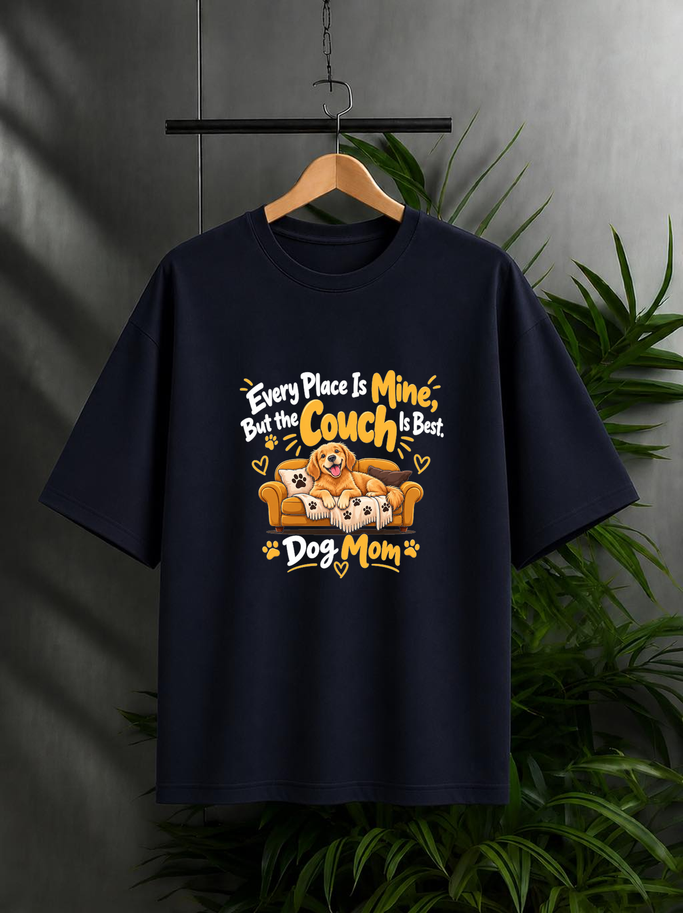 My Couch Is Best – Proud Dog Mom - Unisex Oversize Fit - 100% Bio-washed Premium Cotton T-Shirt