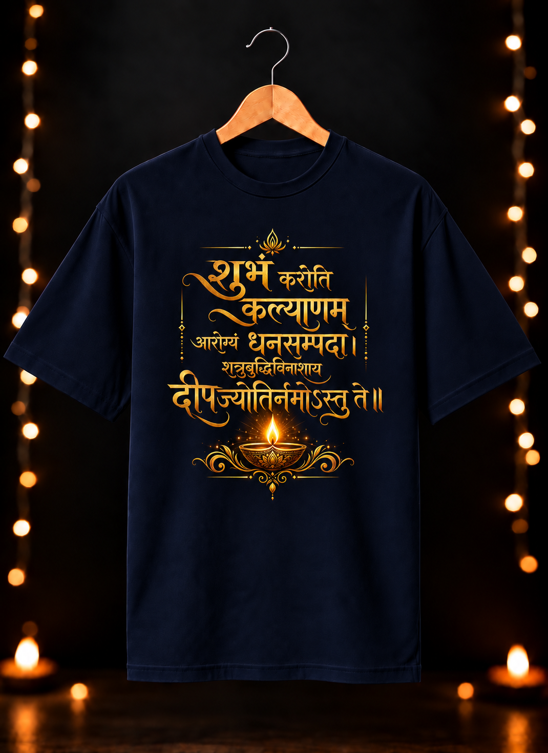 दिवाली Exclusive Art - दीपज्योतिर्नमोऽस्तुते - Unisex Oversize Fit - 100% Bio-washed Premium Cotton T-Shirt