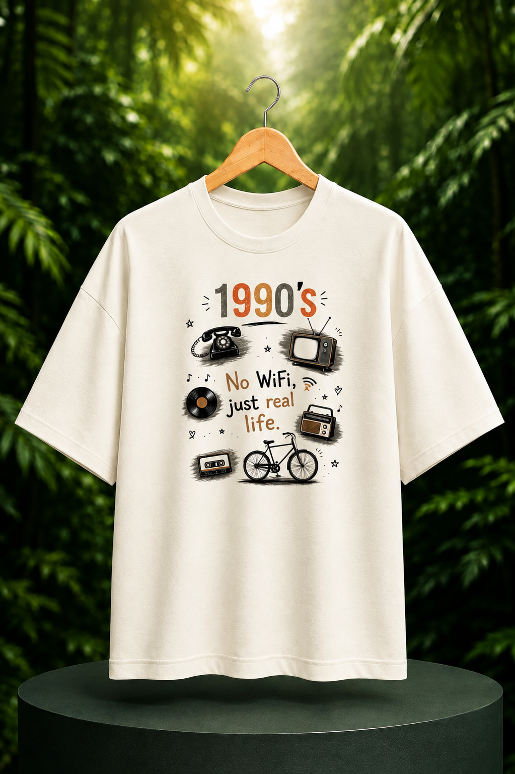 1990s Vintage Nostalgia - Unisex Oversize Fit Graphic Tee 100% Bio-Washed Premium Cotton