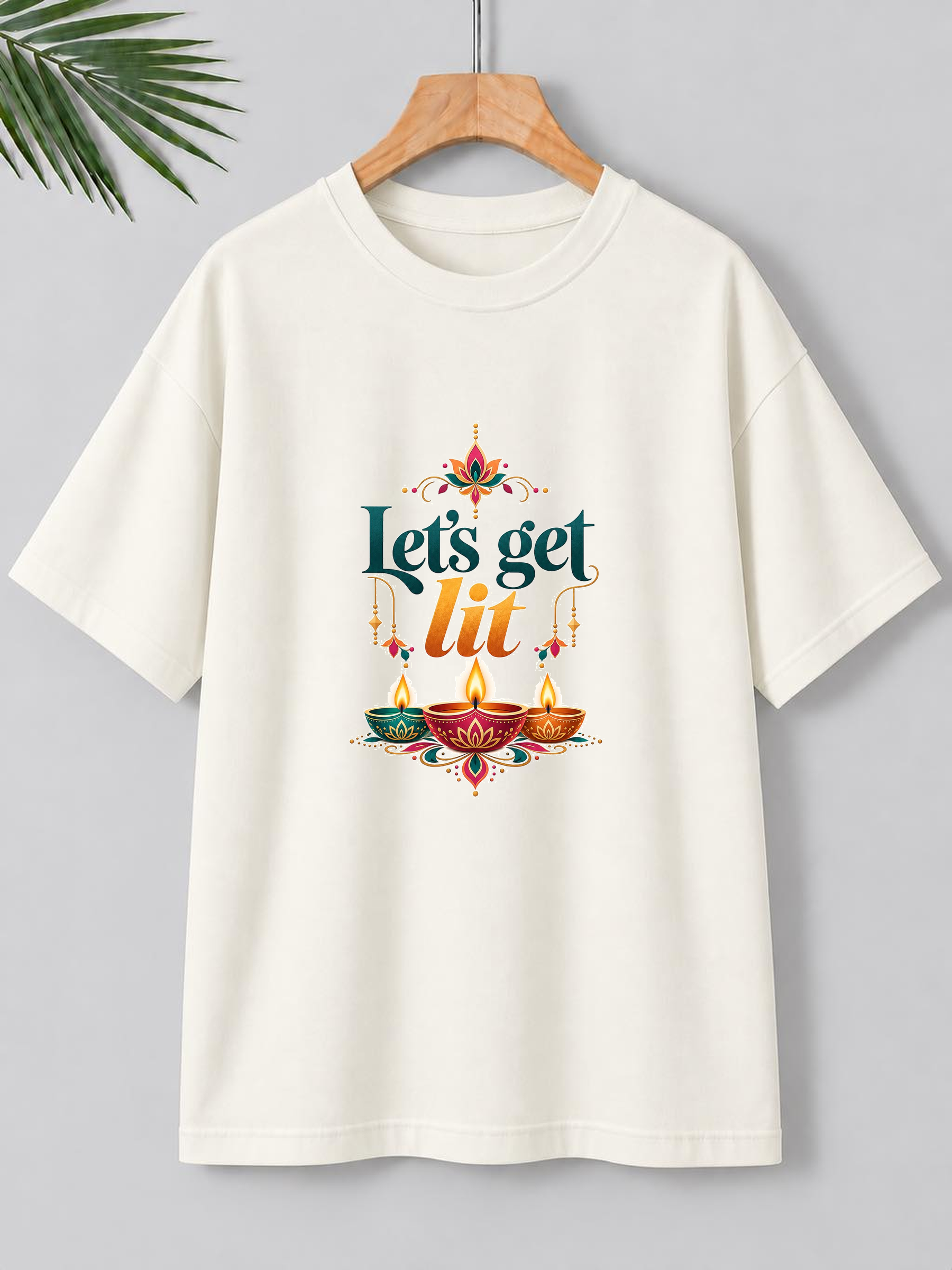 Let’s Get Lit – Diwali Lights & Festive Vibes | Unisex Oversize Fit | 100% Bio-Washed Premium Cotton T-Shirt