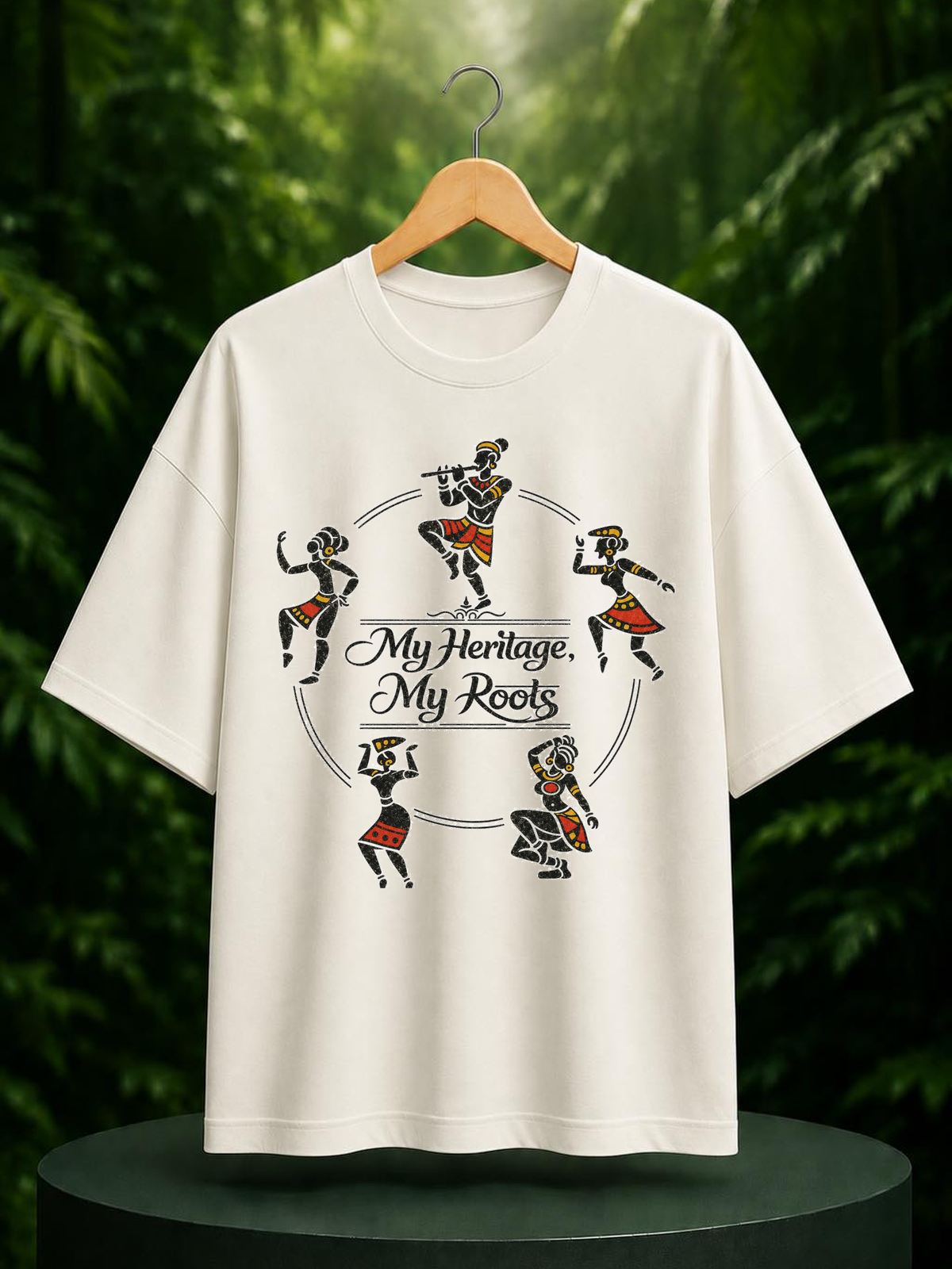 My Heritage, My Roots - Indian Folk Culture & Traditional Dance - Unisex Oversize Fit Graphic Tee - 100% Bio-Washed Premium Cotton T-Shirt