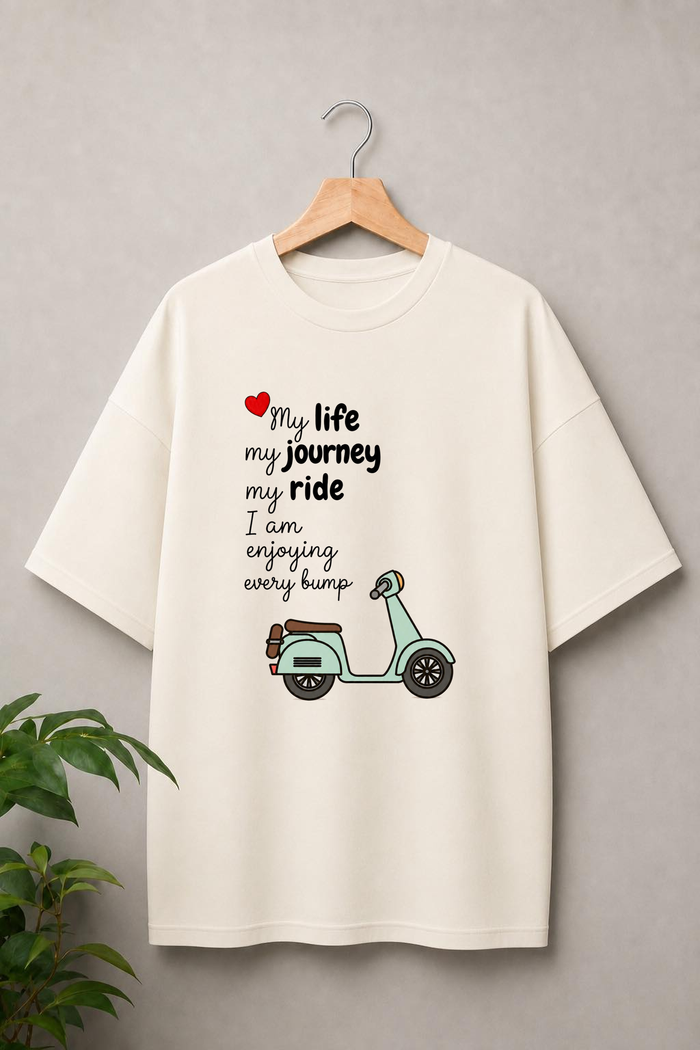 My Life, My Journey, My Ride - Scooter Life & Road Adventure - Unisex Oversize Fit Graphic Tee - 100% Bio-Washed Premium Cotton T-Shirt