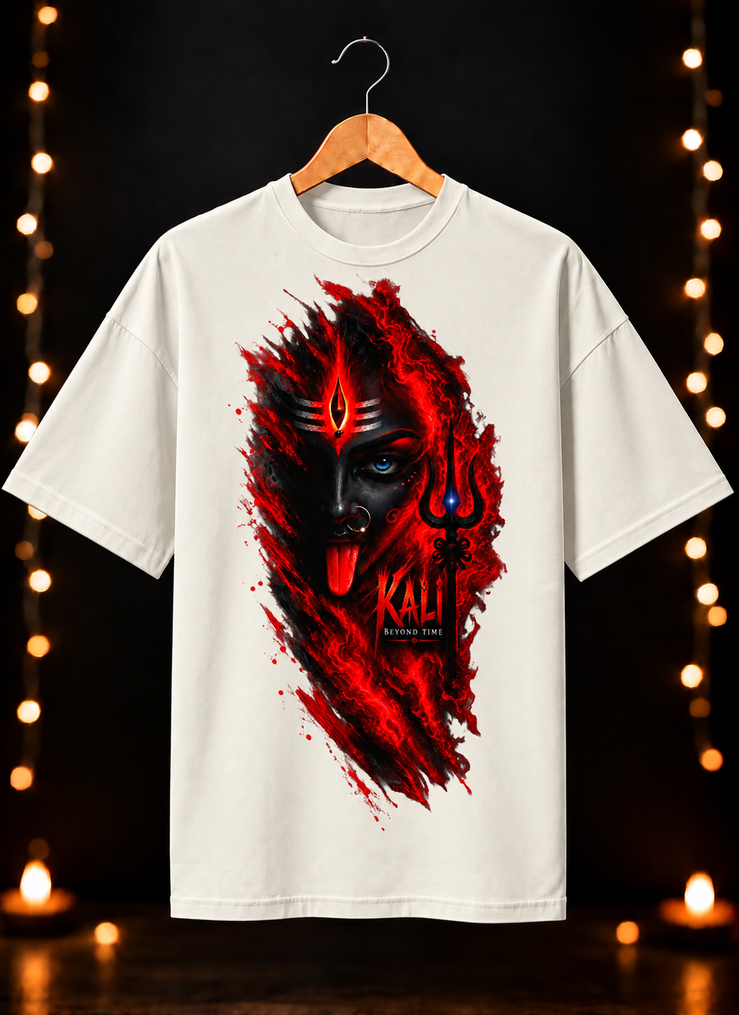 नवरात्रे Exclusive Art - Jai Maa Kali - Kali Beyond Time - Unisex Oversize Fit - 100% Bio-Washed Premium Cotton T-Shirt
