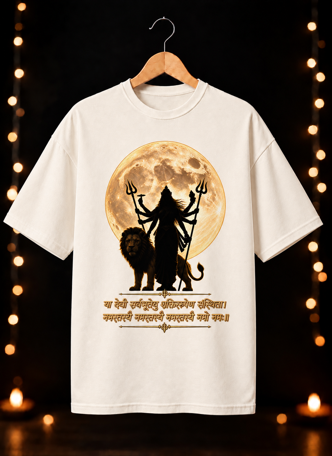नवरात्रे Exclusive Maa Durga Moon Art – Jai Maa Durga | Divine Shakti – Unisex Oversize Fit - 100% Bio-Washed Premium Cotton T-shirt
