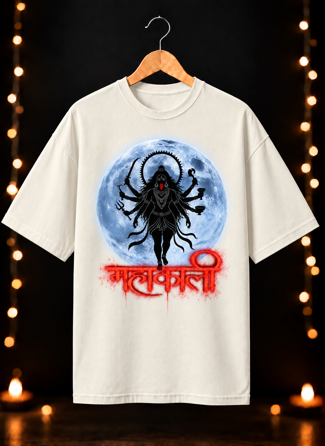 नवरात्रे Exclusive Art - Jai Maa Kali - Mahakali Divine Power - Unisex Oversize Fit - 100% Bio-Washed Premium Cotton T-Shirt