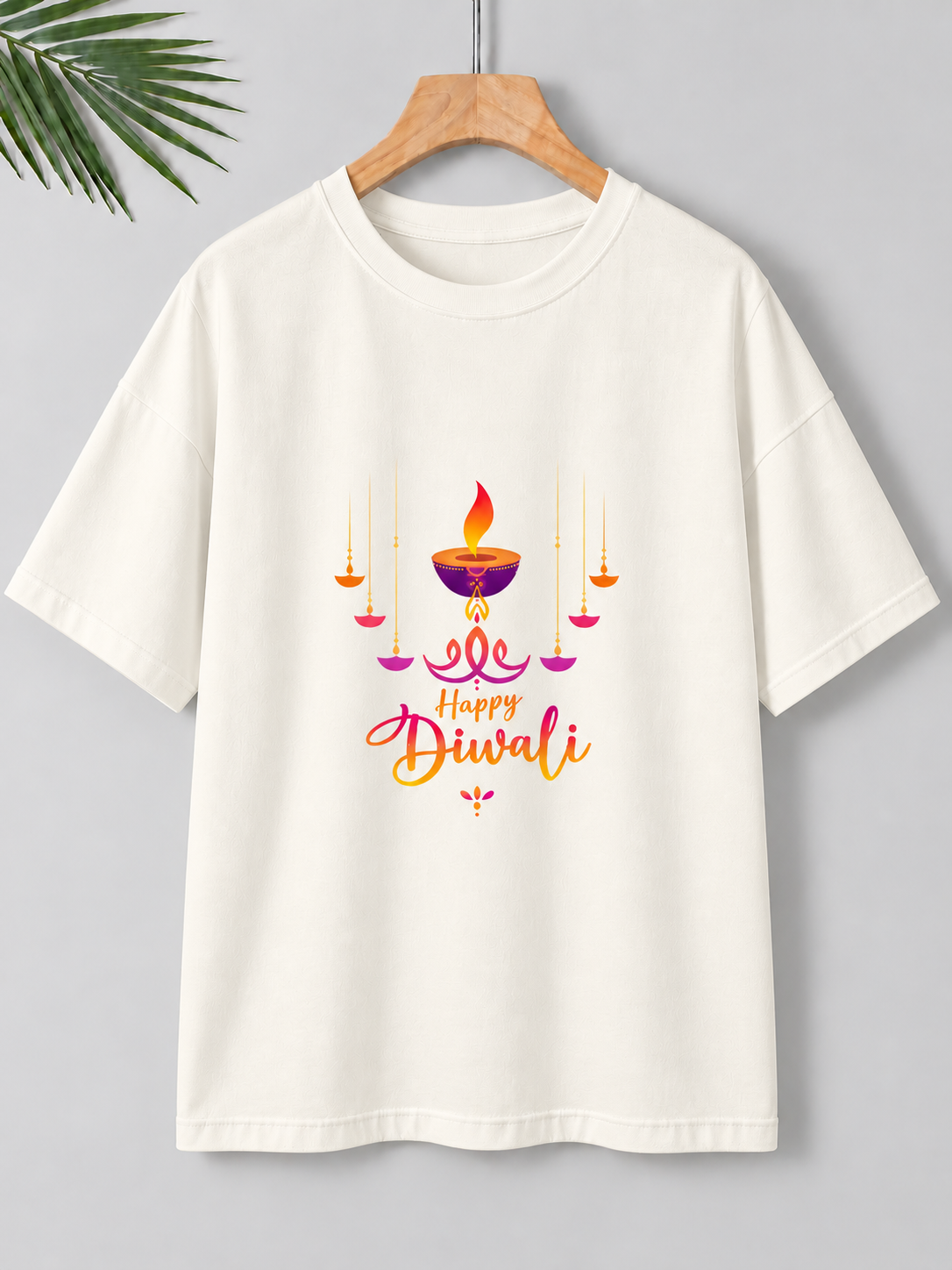 Radiant Diya Glow – Festive Diwali | Unisex Oversize Fit | 100% Bio-Washed Premium Cotton T-Shirt