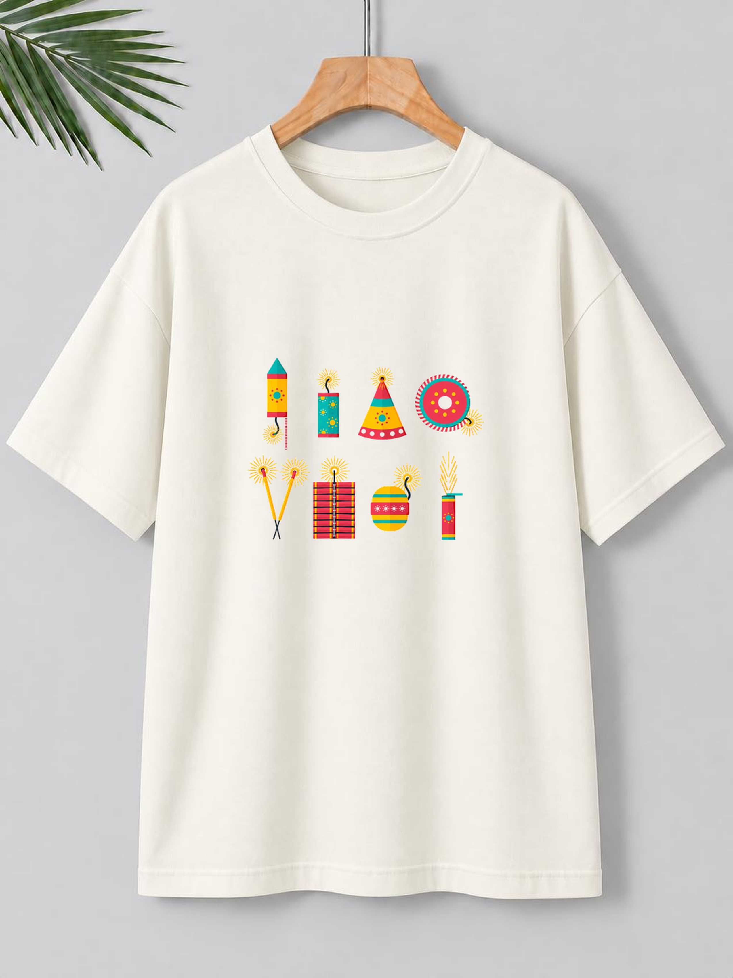 Colorful Diwali Fireworks – Festive Celebration | Unisex Oversize Fit | 100% Bio-Washed Premium Cotton T-Shirt