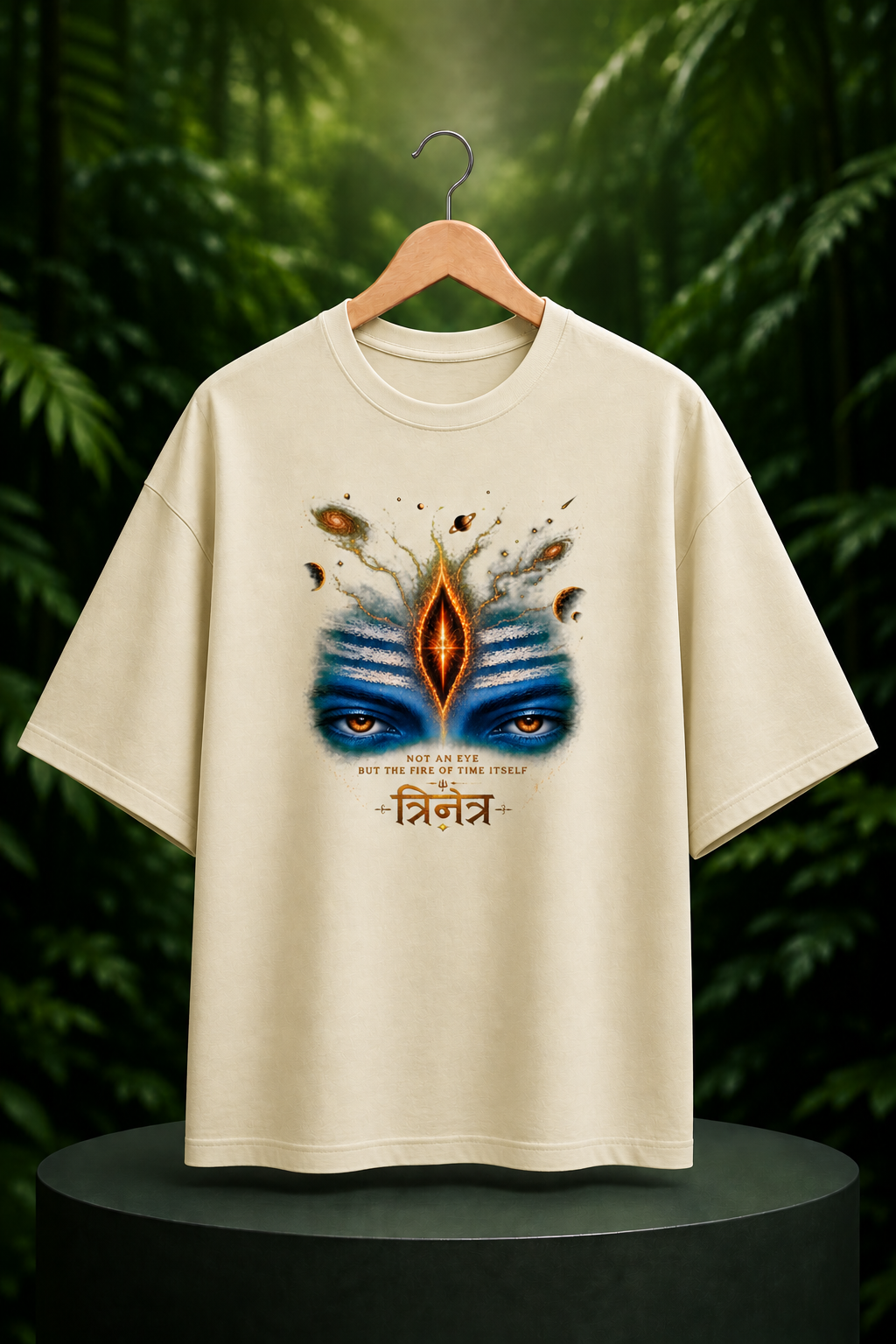 Shiva Trinetra — The Fire of Time Itself - Cosmic Fire of Transformation - Unisex Oversize Fit Graphic Tee - 100% Bio-Washed Premium Cotton T-Shirt
