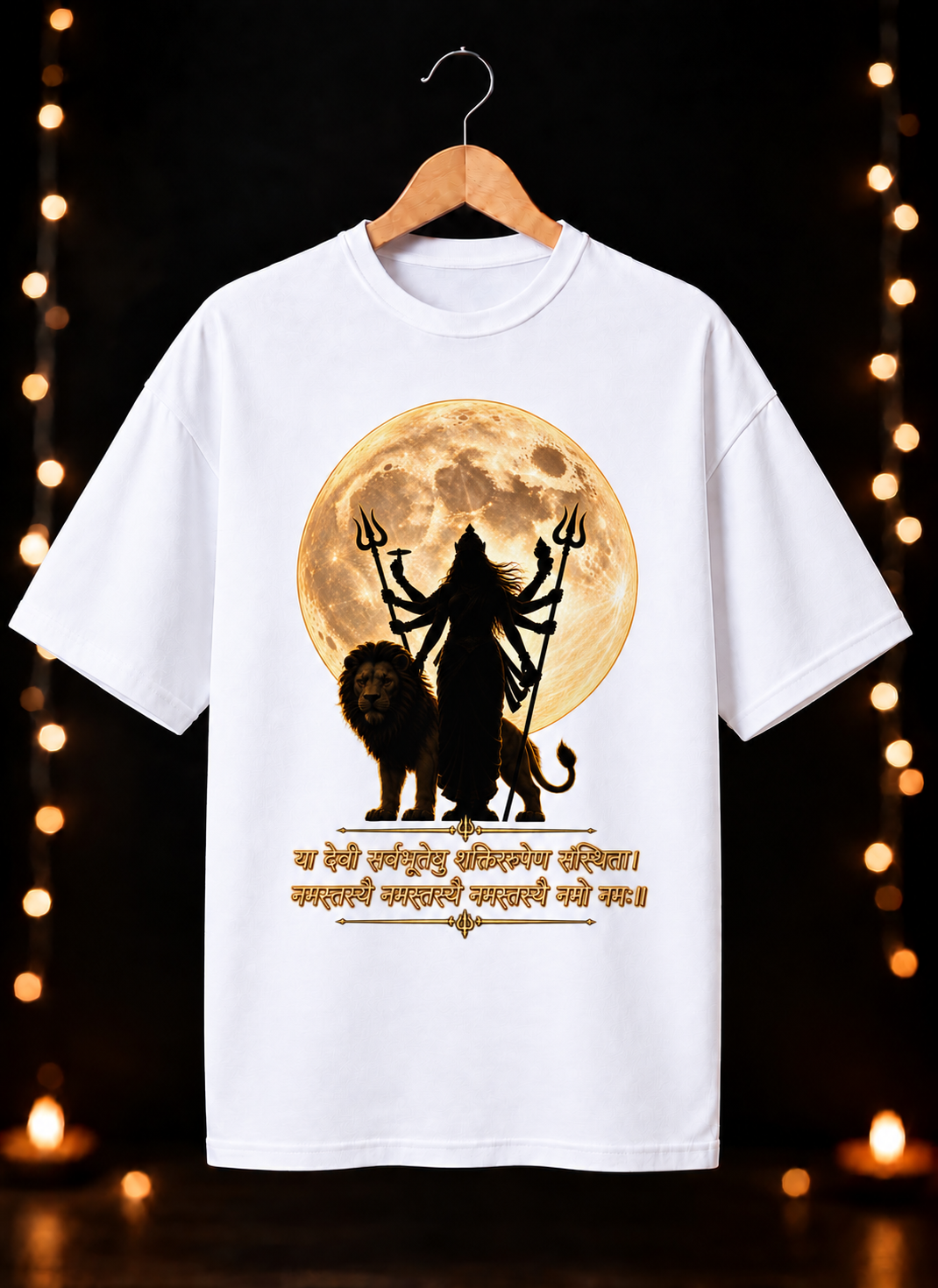 नवरात्रे Exclusive Maa Durga Moon Art – Jai Maa Durga | Divine Shakti – Unisex Oversize Fit - 100% Bio-Washed Premium Cotton T-shirt