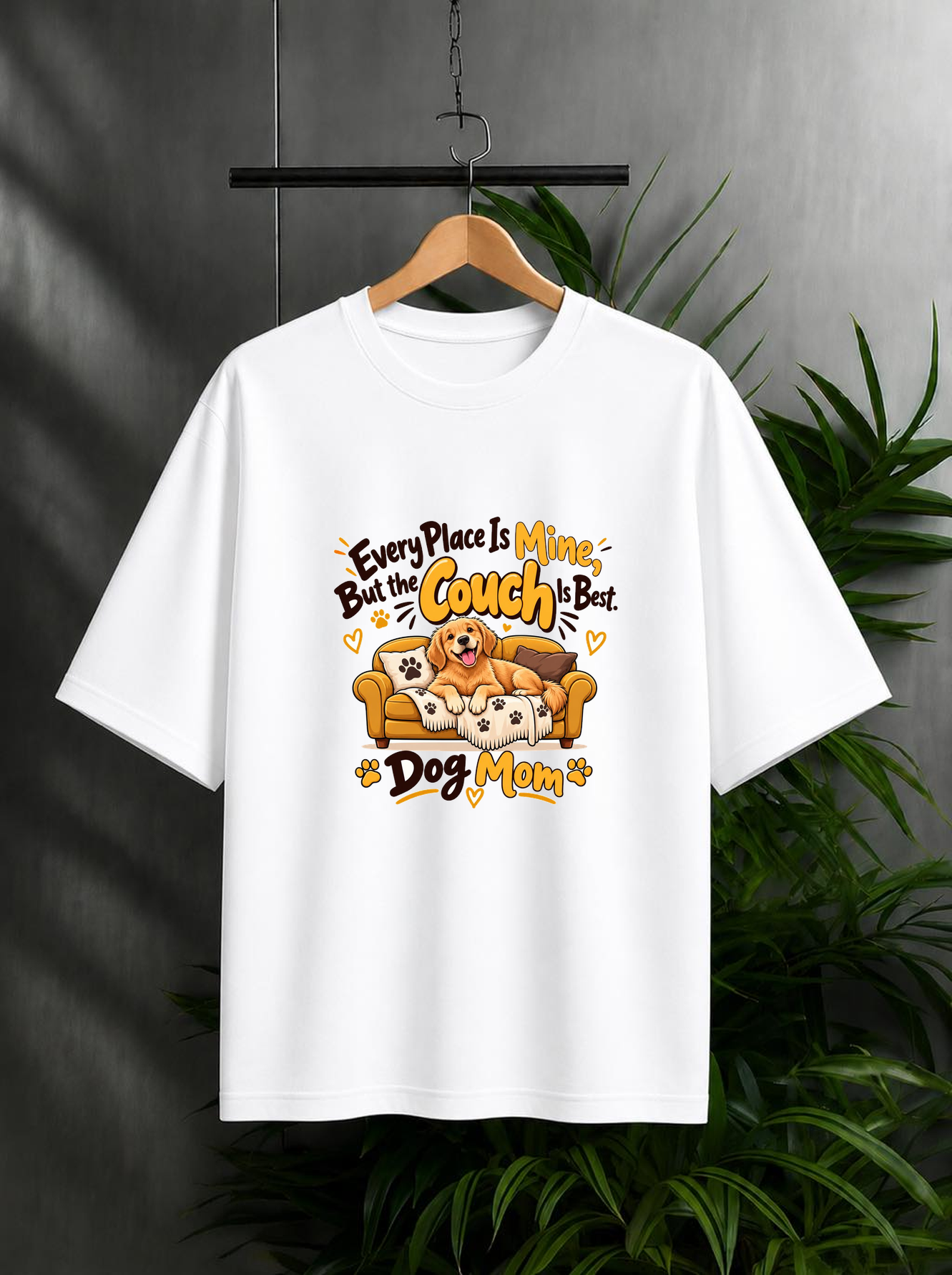 My Couch Is Best – Proud Dog Mom - Unisex Oversize Fit - 100% Bio-washed Premium Cotton T-Shirt