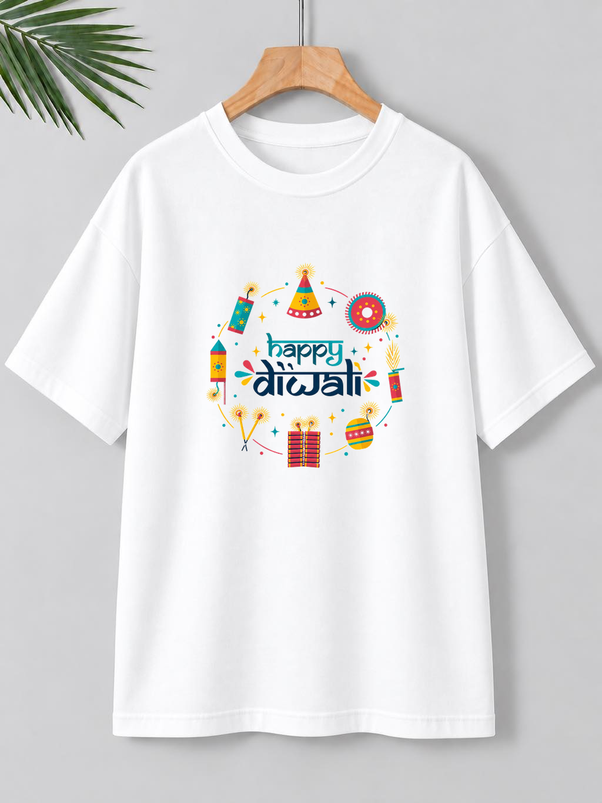 Colorful Diwali Fireworks – Festive Celebration | Unisex Oversize Fit | 100% Bio-Washed Premium Cotton T-Shirt