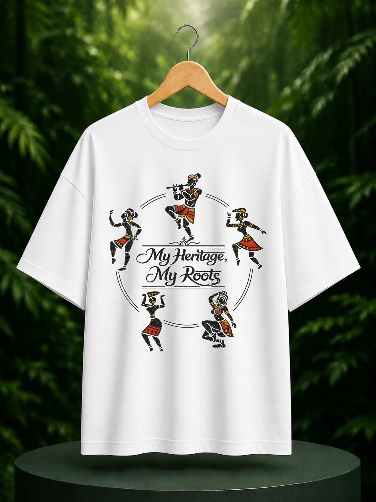 My Heritage, My Roots - Indian Folk Culture & Traditional Dance - Unisex Oversize Fit Graphic Tee - 100% Bio-Washed Premium Cotton T-Shirt